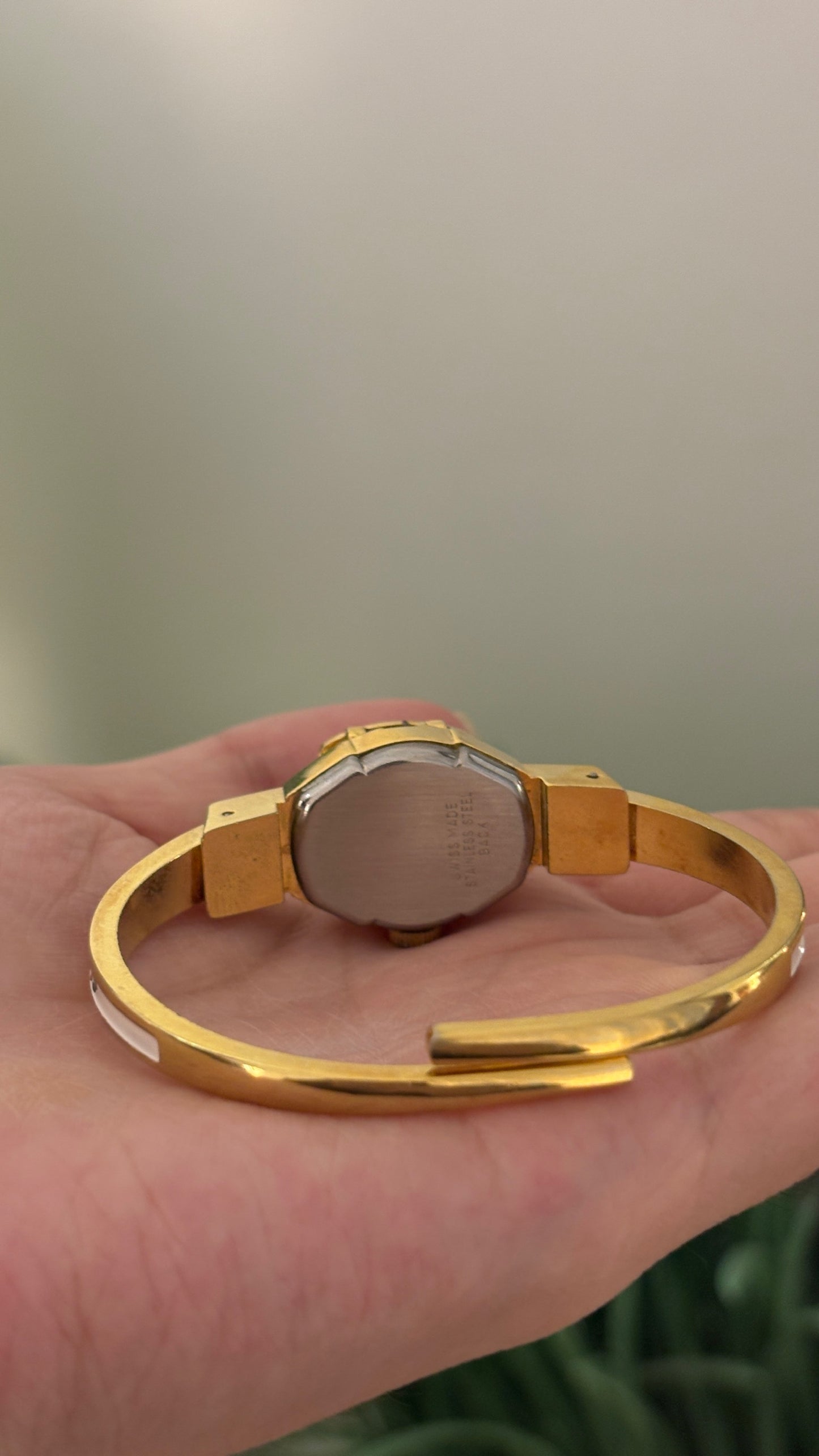 Rare Vintage Lamue Swiss White Peekaboo Watch in Gold Tone Quartz