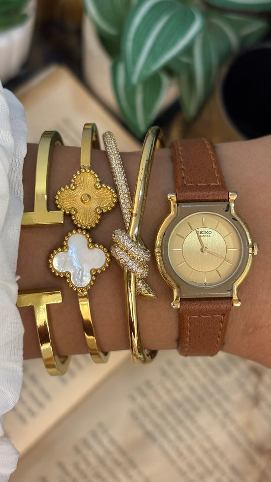 Vintage Seiko Watch in Brown Leather Straps