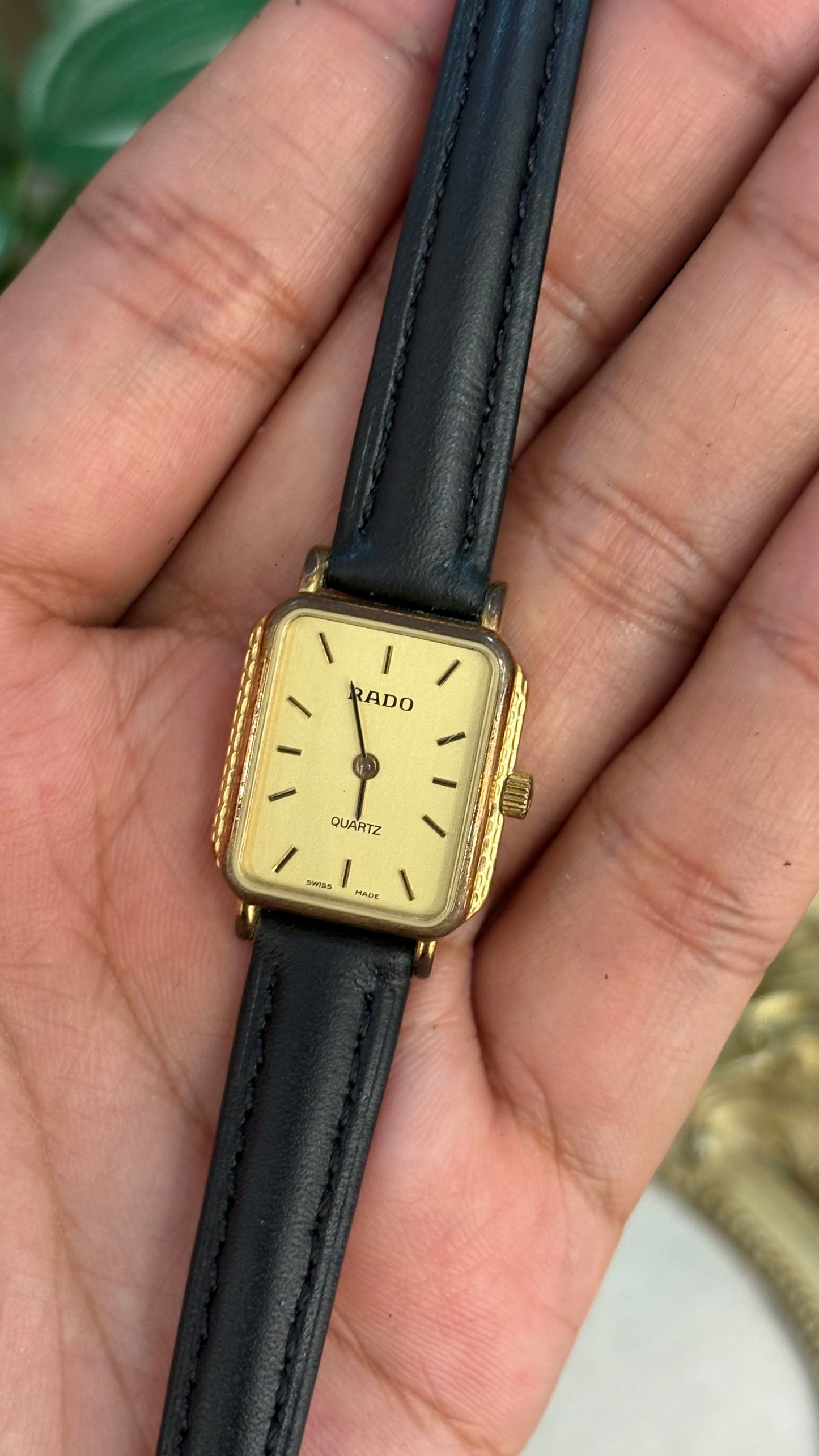 Vintage RADO Tank Watch in Black Leather Straps