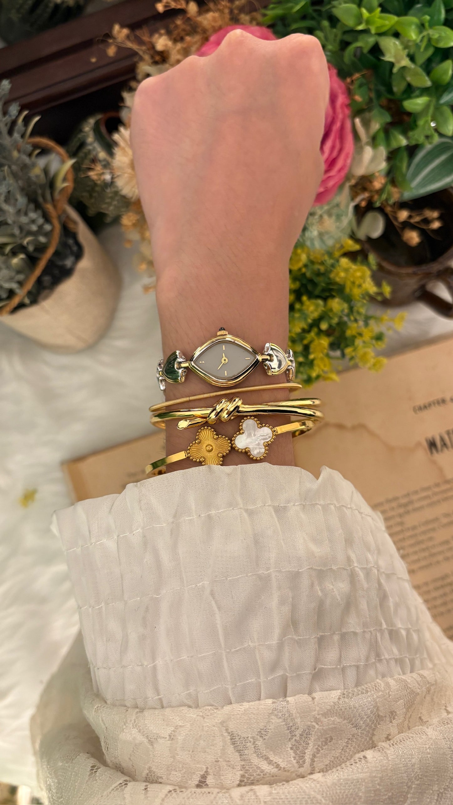 Rare Vintage Pola Diamond Motif Watch in Two-Tone Quartz