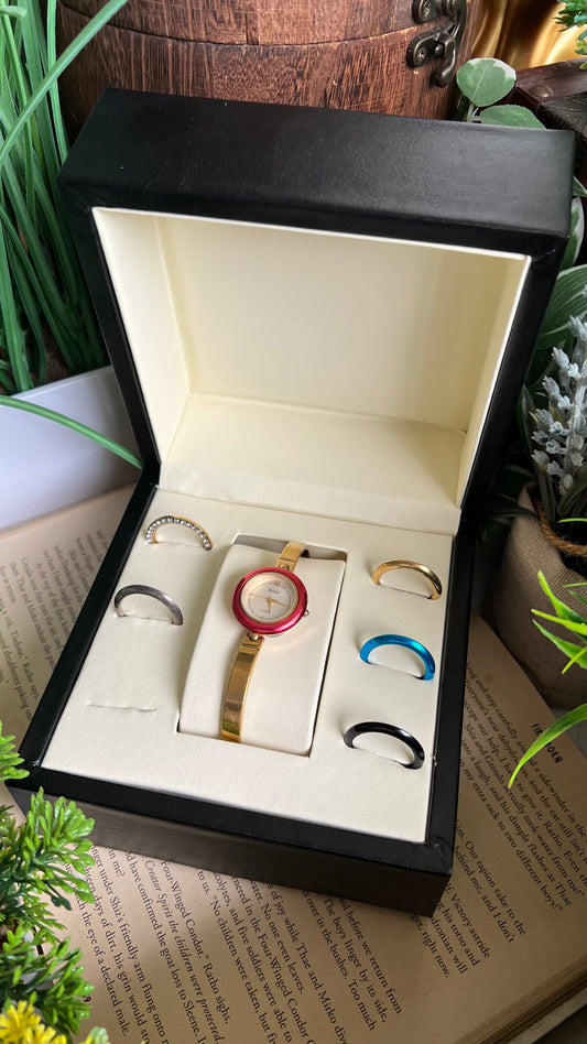 Vintage Sutton Interchangeable Bezel Set Watch in Gold Tone
