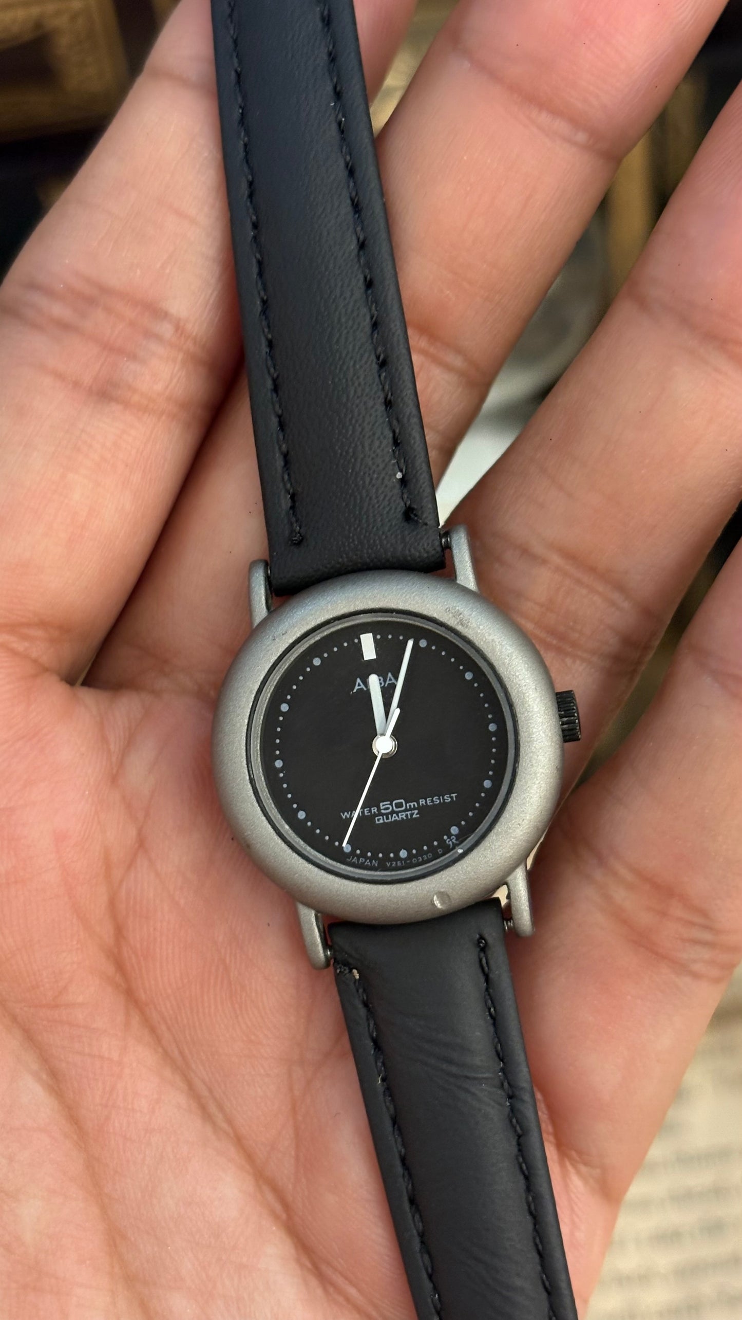 Vintage Alba by Seiko Watch in Black Leather Straps
