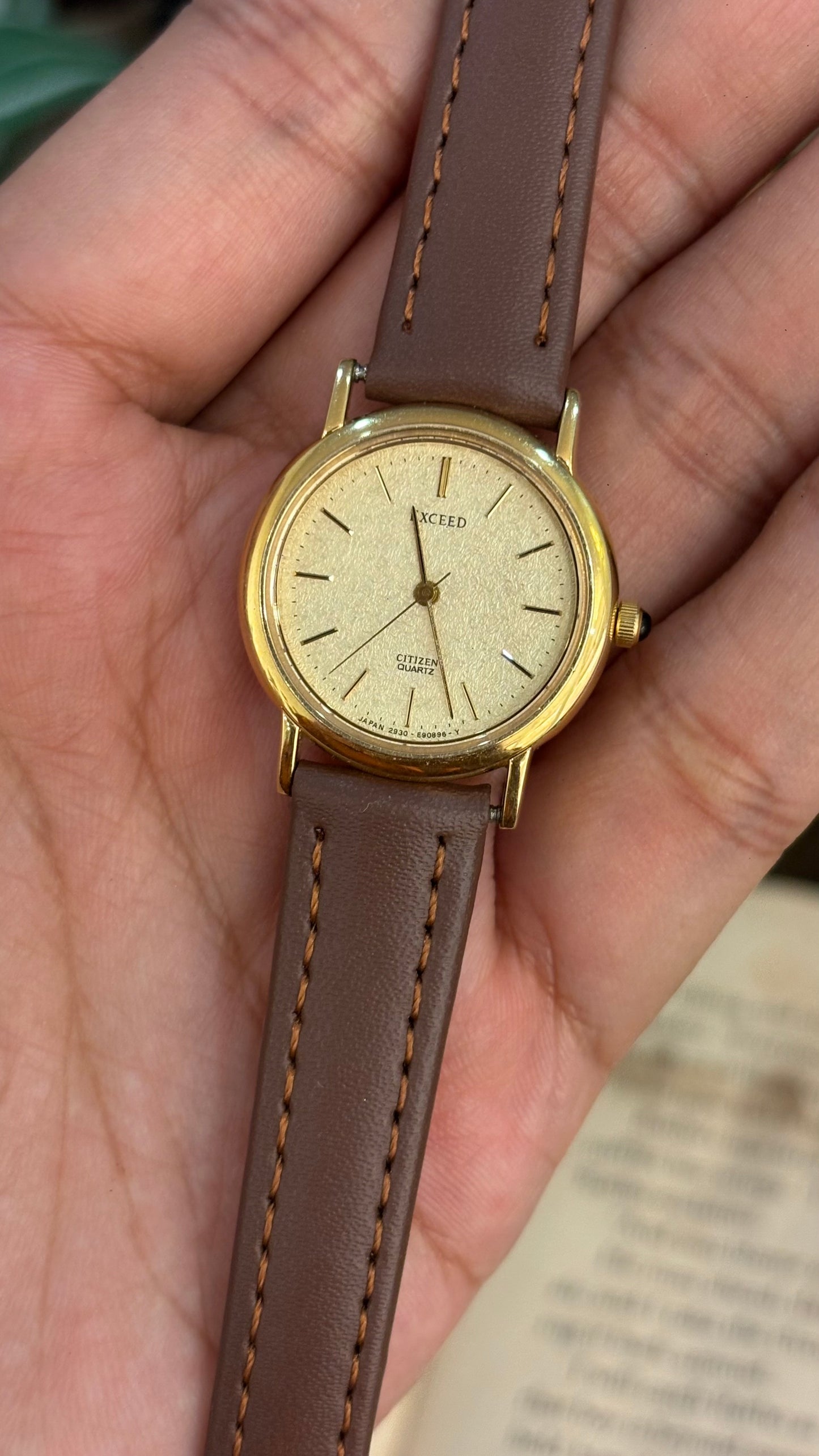 Vintage Exceed by Citizen Watch in Brown Leather Straps Rare Dial