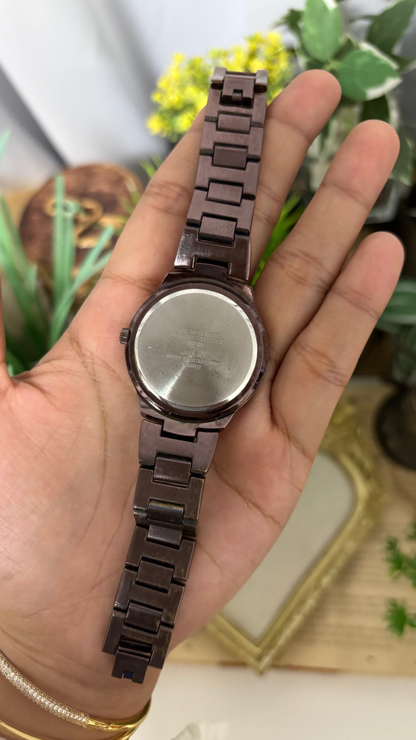 Vintage Anne Klein Watch with Swarovski Crystals in Bronze Tone