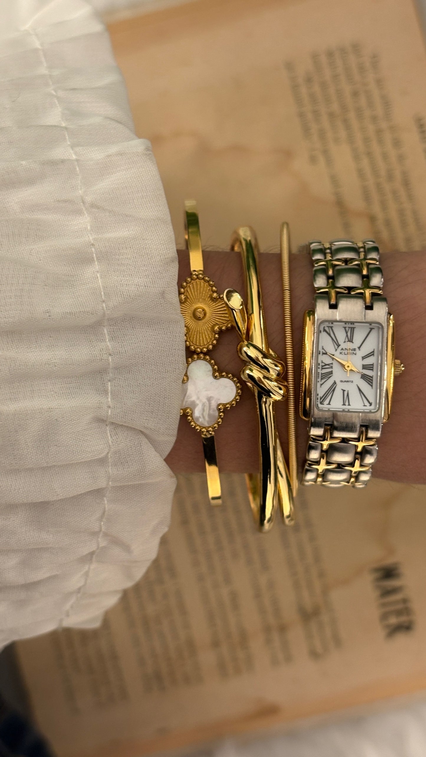 Rare Vintage Anne Klein Roman Dial Tank in Two-Tone Quartz
