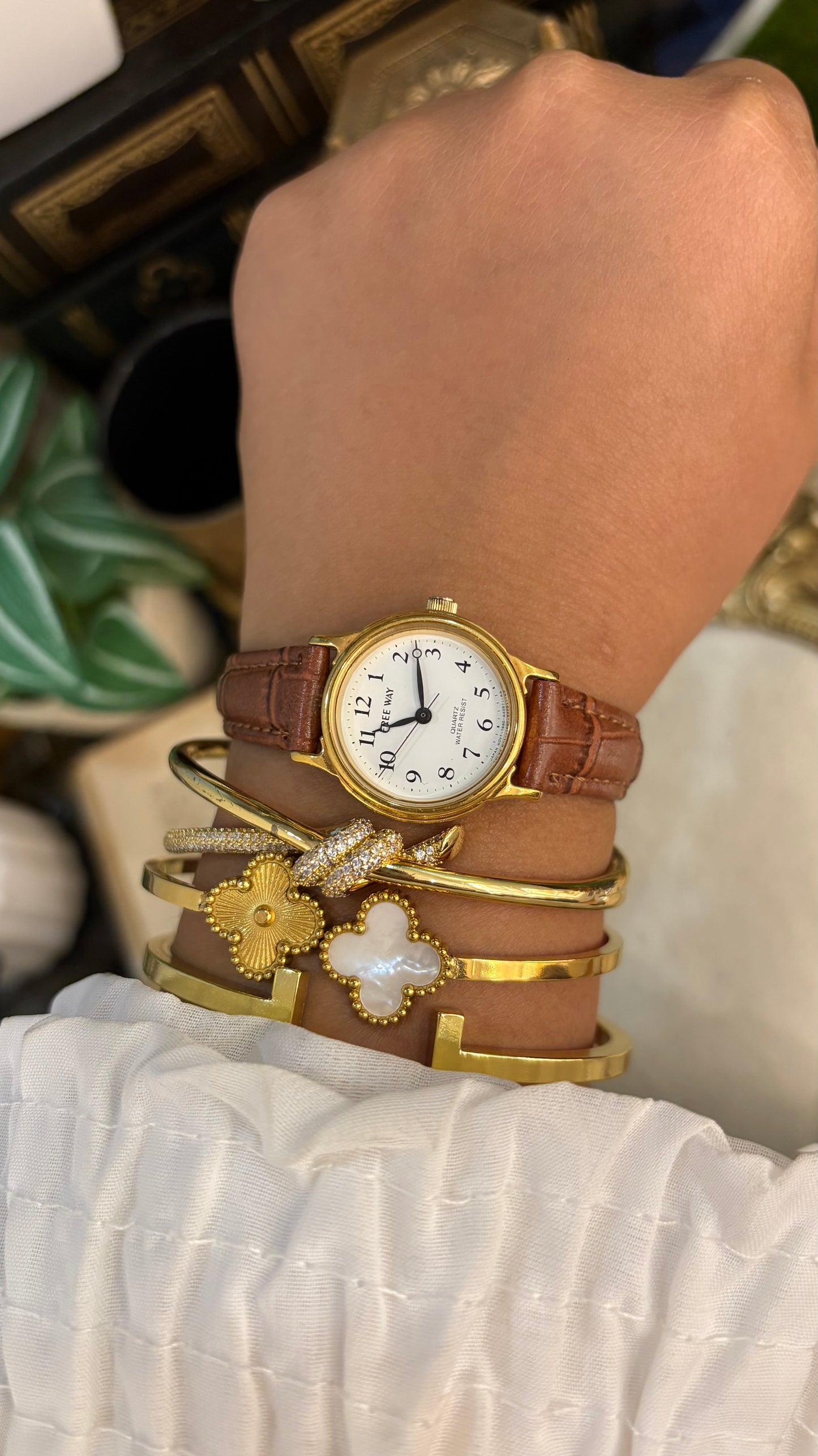 Vintage Free Way by Citizen Watch in Brown Leather Straps