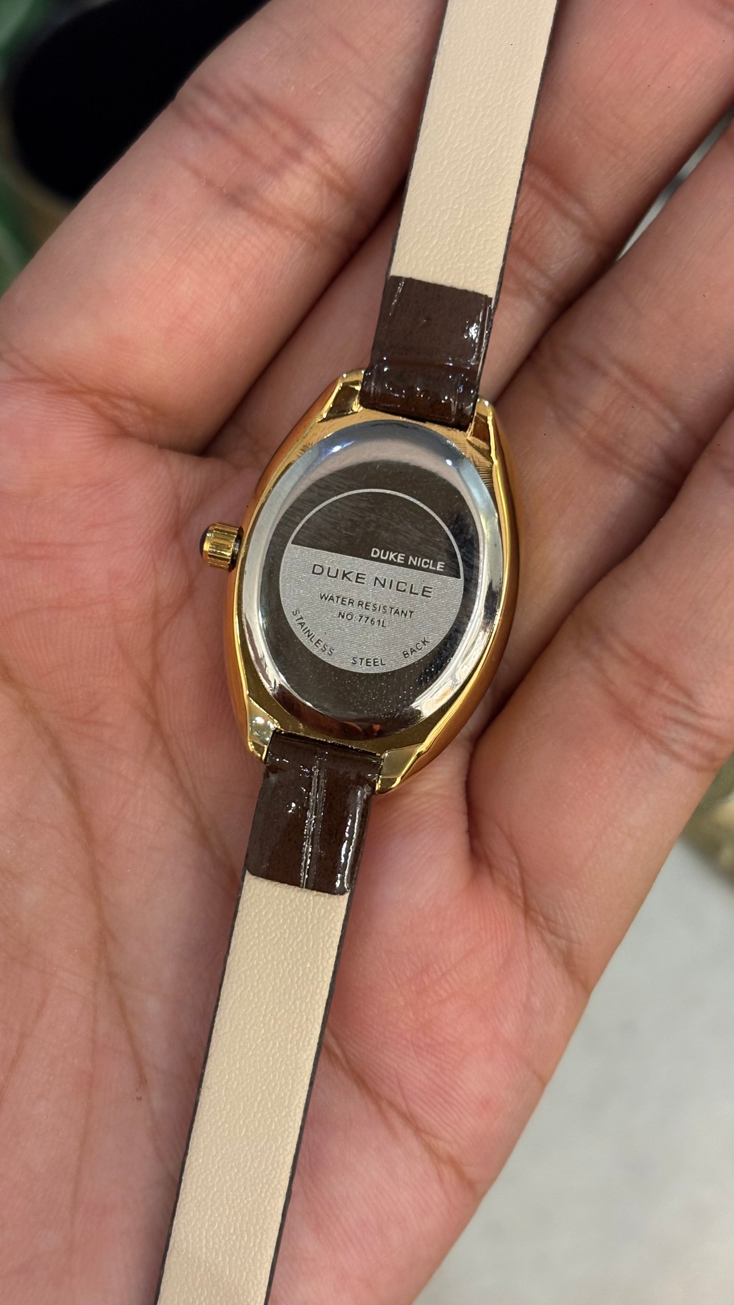 Vintage Duke Nicle Baignoire Roman Dial Watch in Brown Leather Strap Cartier Inspired