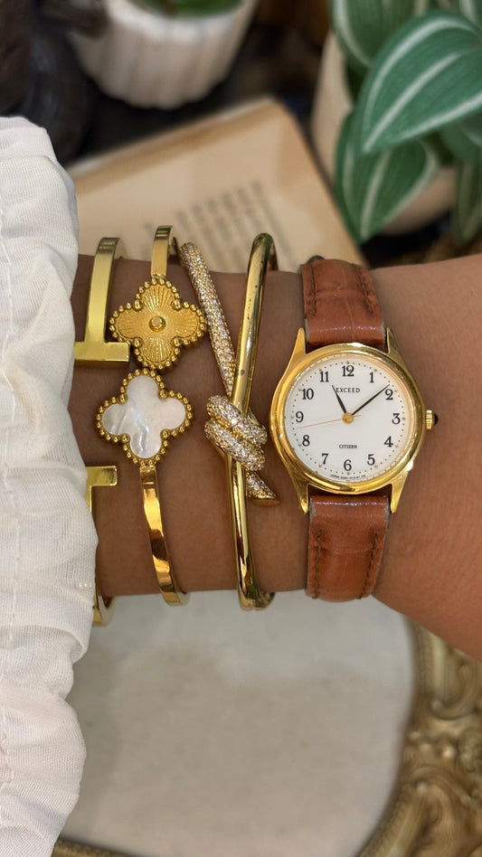 Vintage Exceed by Citizen Watch in Brown Leather Straps
