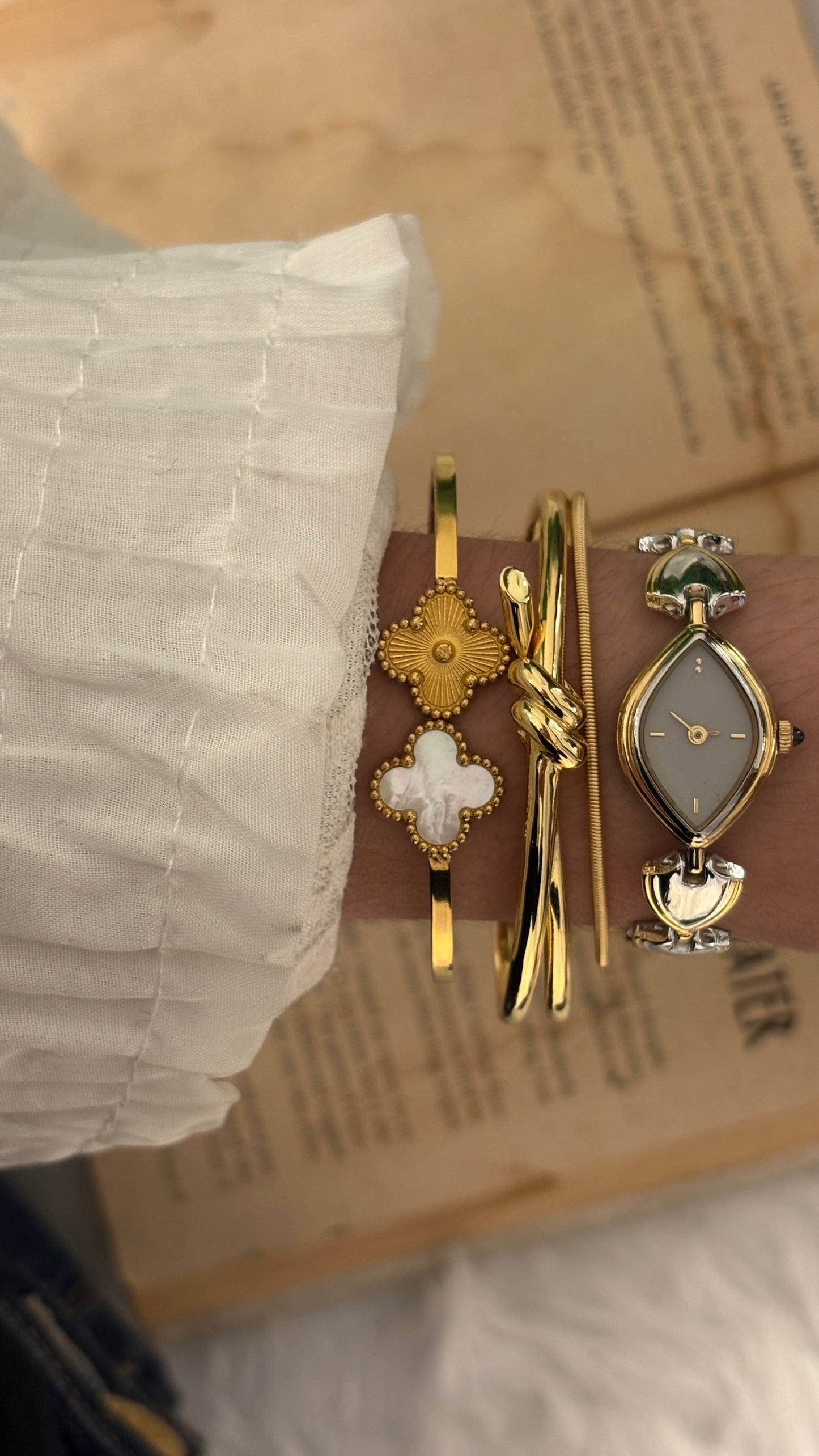 Rare Vintage Pola Diamond Motif Watch in Two-Tone Quartz
