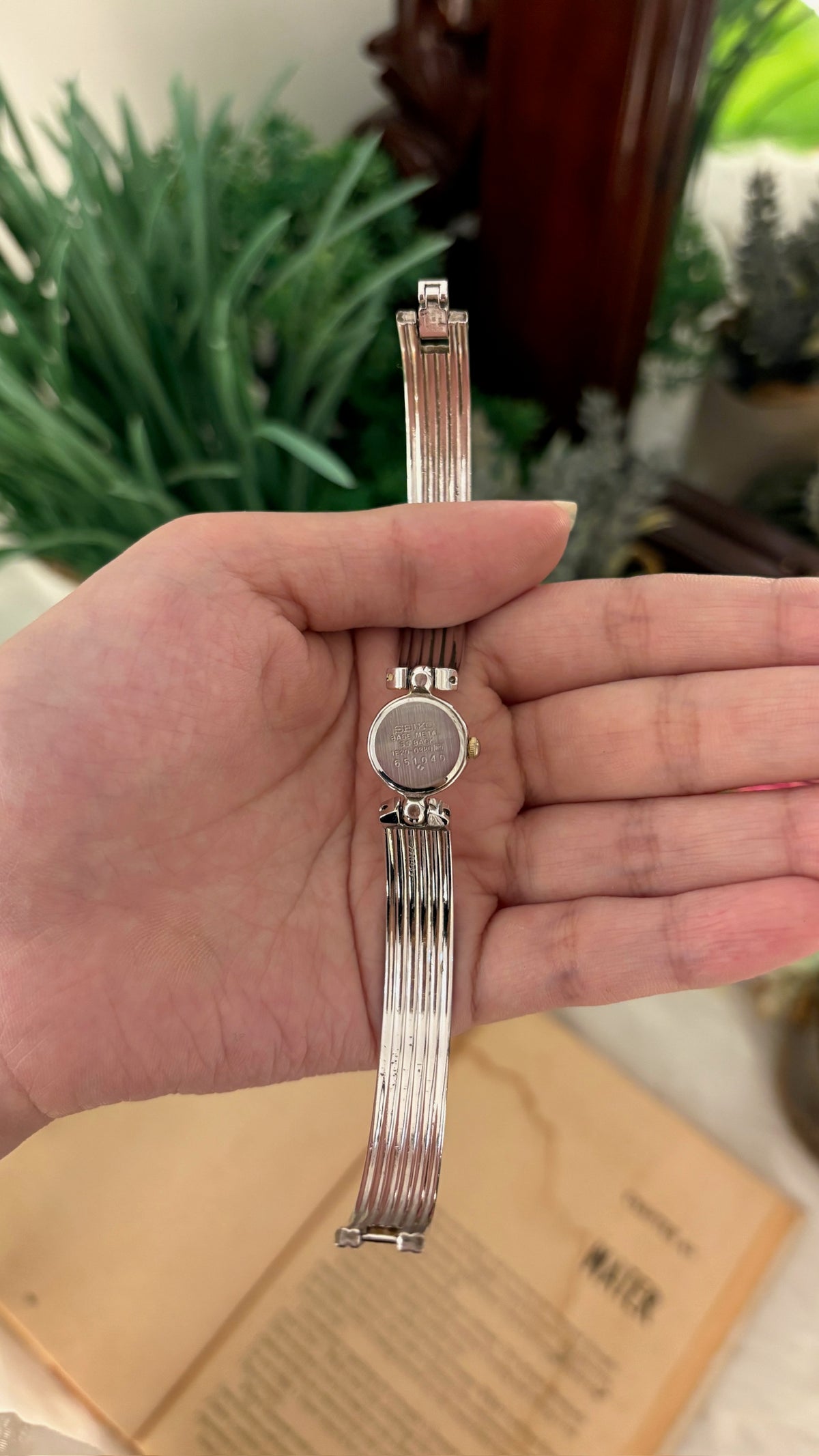 Rare Extremely Dainty Vintage Seiko Bangle Watch in Two-Tone Quartz