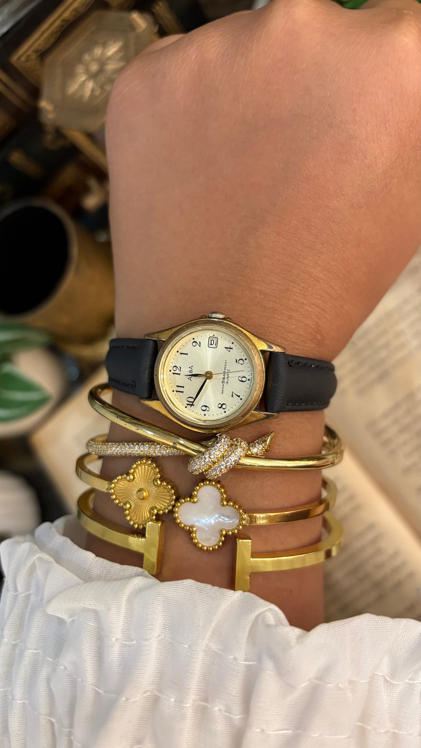 Vintage Alba by Seiko Watch in Black Leather Straps