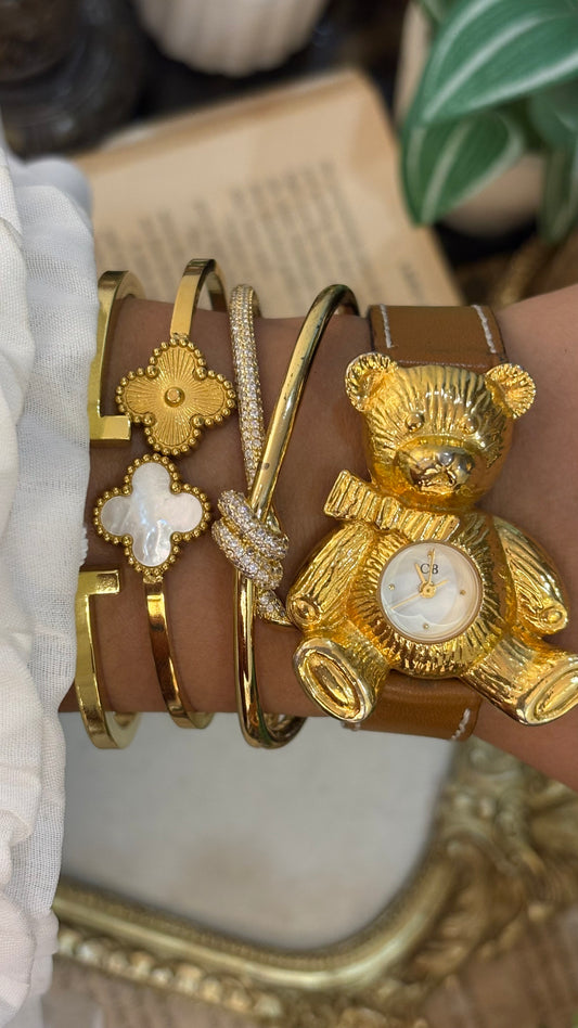 Vintage CB Bear Watch in Brown Leather Straps