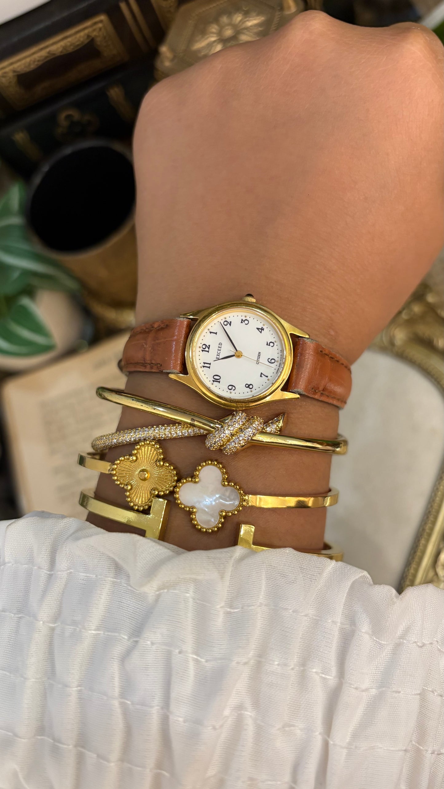 Vintage Exceed by Citizen Watch in Brown Leather Straps