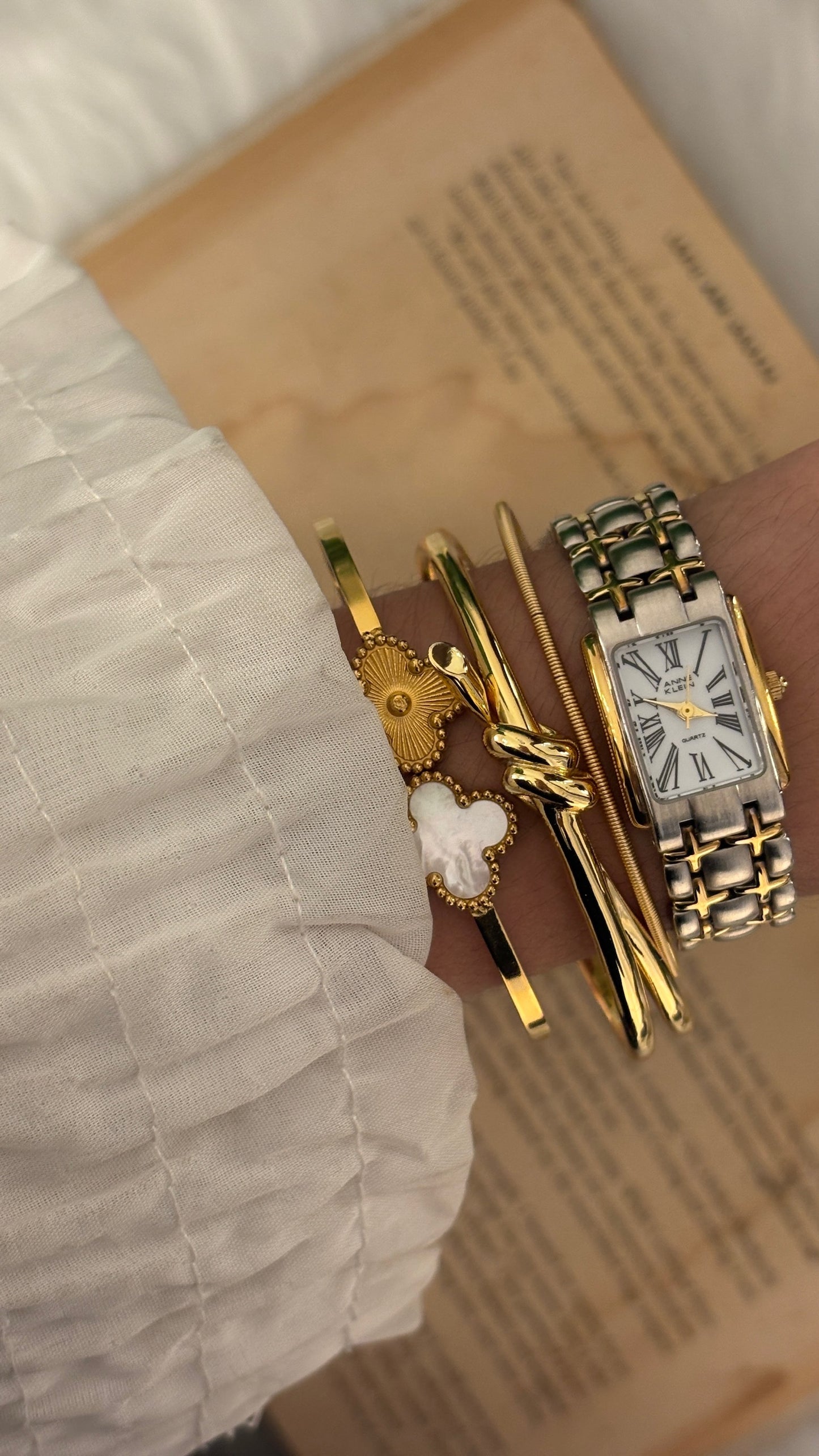 Rare Vintage Anne Klein Roman Dial Tank in Two-Tone Quartz