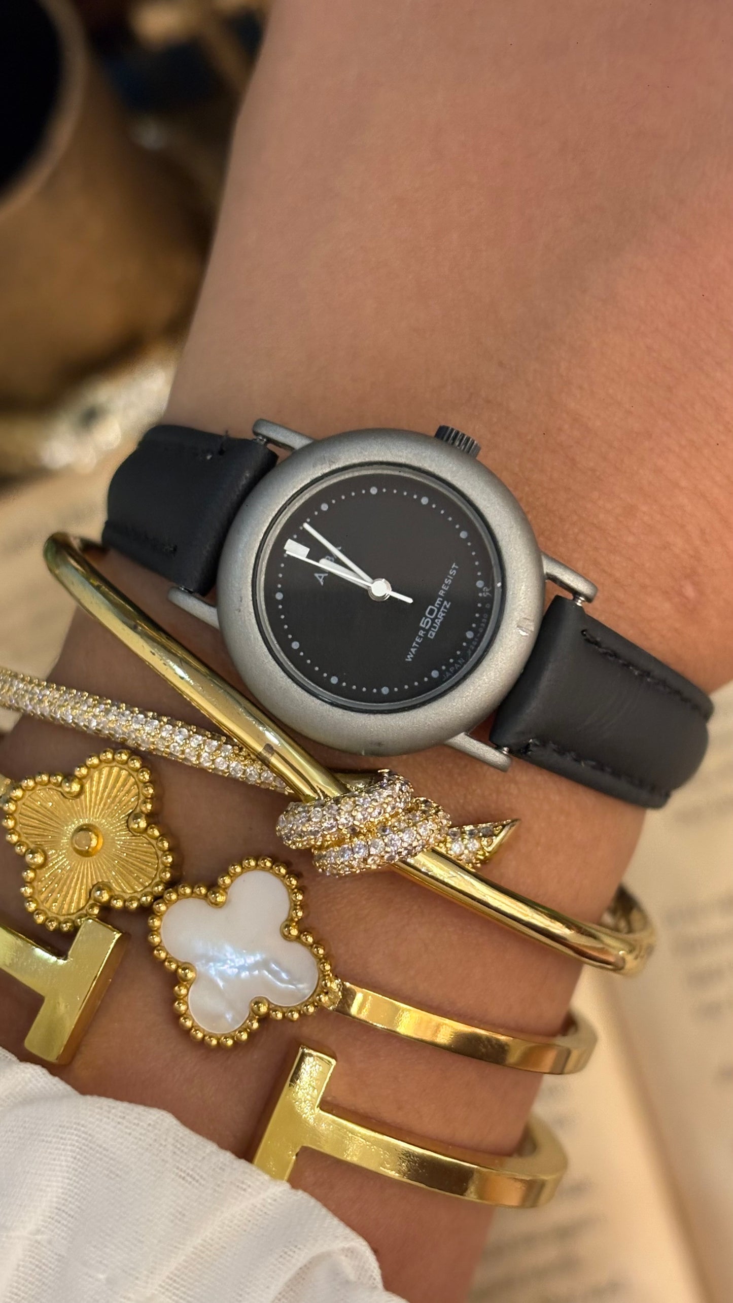Vintage Alba by Seiko Watch in Black Leather Straps