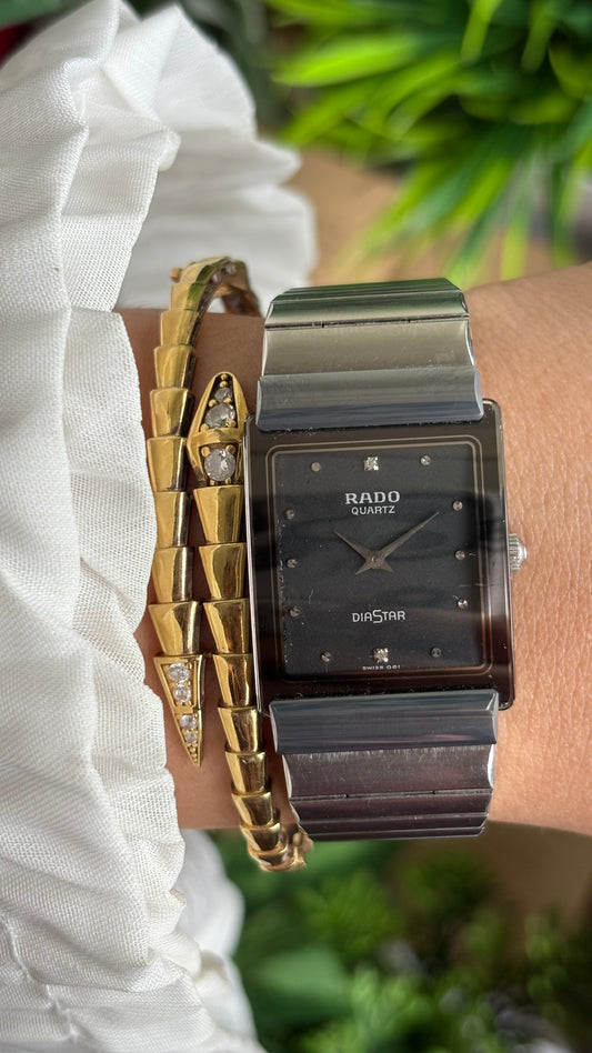 Vintage RADO DiaStar Watch in Silver Tone Black Dial