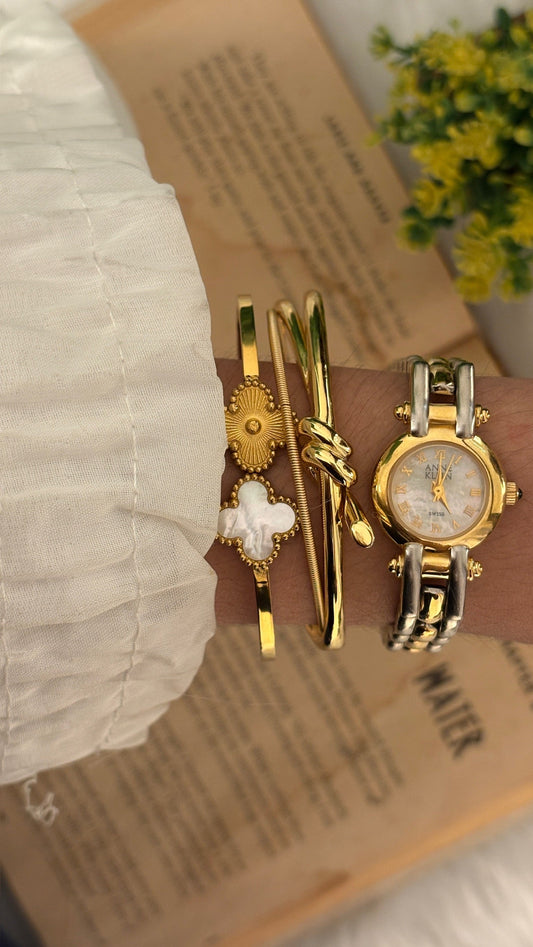 Rare Vintage Anne Klein Mother of Pearl Dial Watch in Two-Tone Quartz