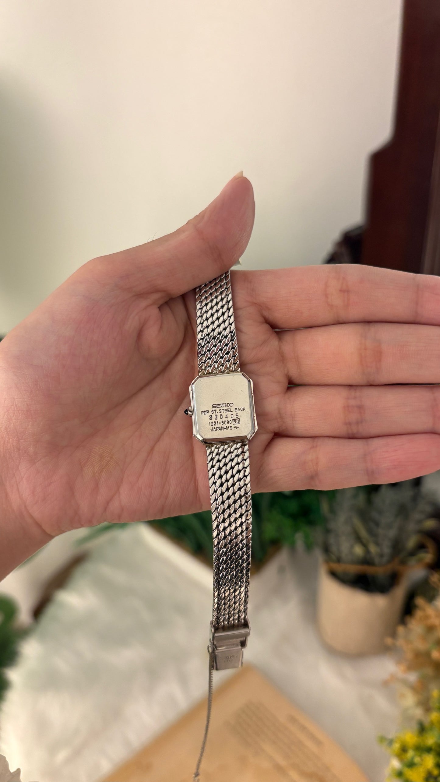 Extremely Rare Seiko Exceline Tank Dress Watch in Silver Tone Quartz