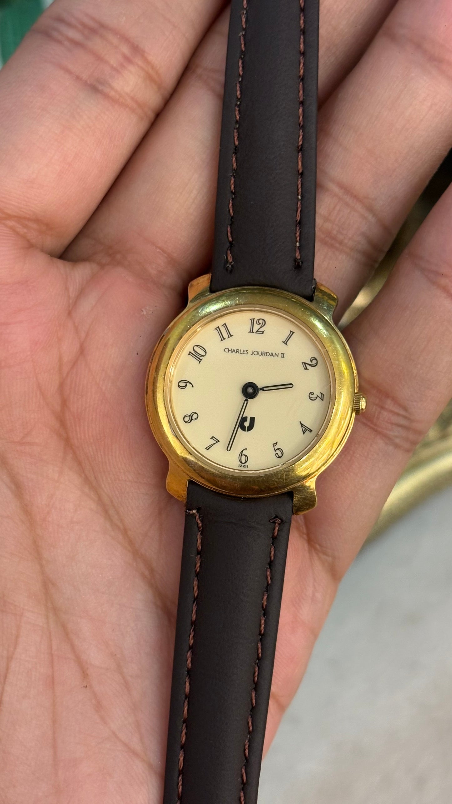 Vintage Charles Jourdan II Watch in Brown Leather Straps