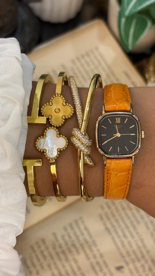 Vintage Seiko Watch in Orange Leather Strap