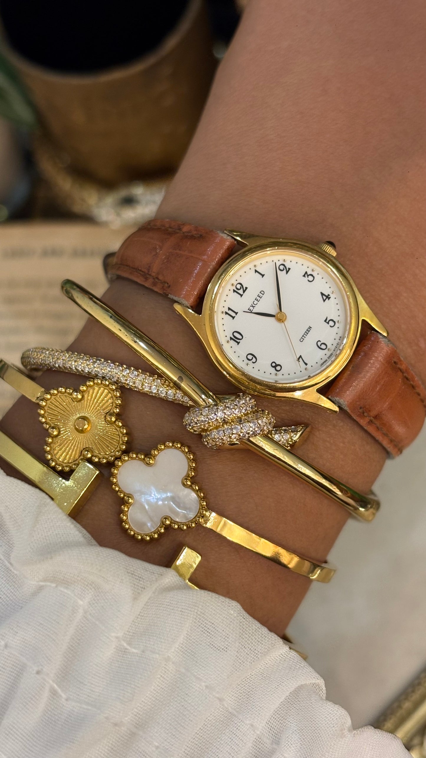 Vintage Exceed by Citizen Watch in Brown Leather Straps