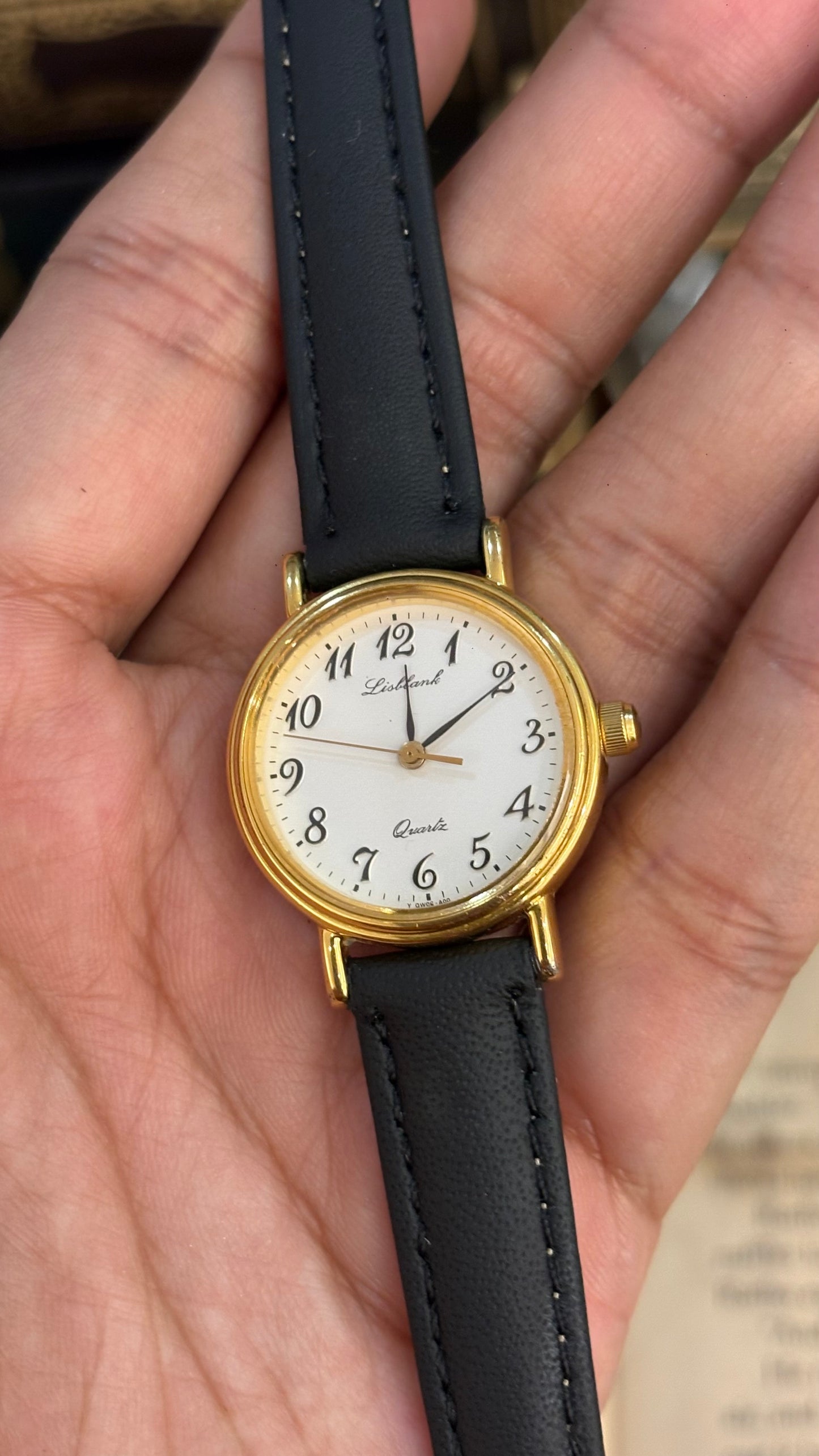 Vintage Lisblank Orient by Seiko Watch in Black Leather Straps