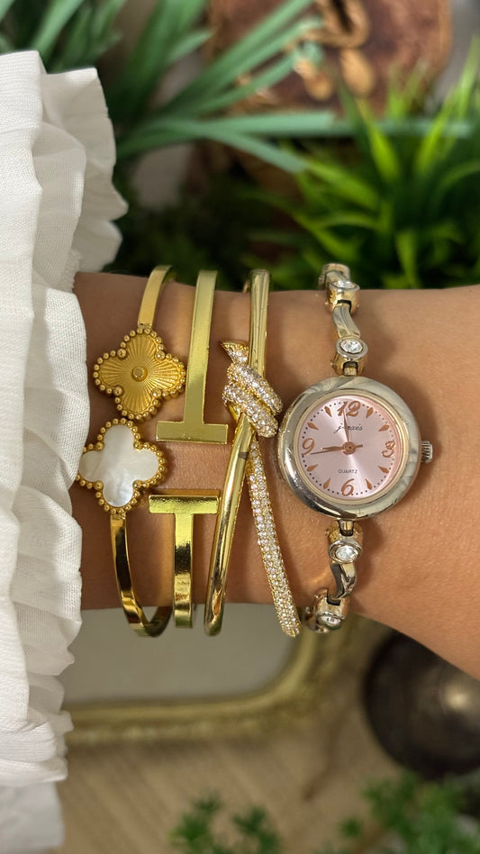 Vintage J-Axis Sunflame Bejeweled Watch in Rose Gold Tone