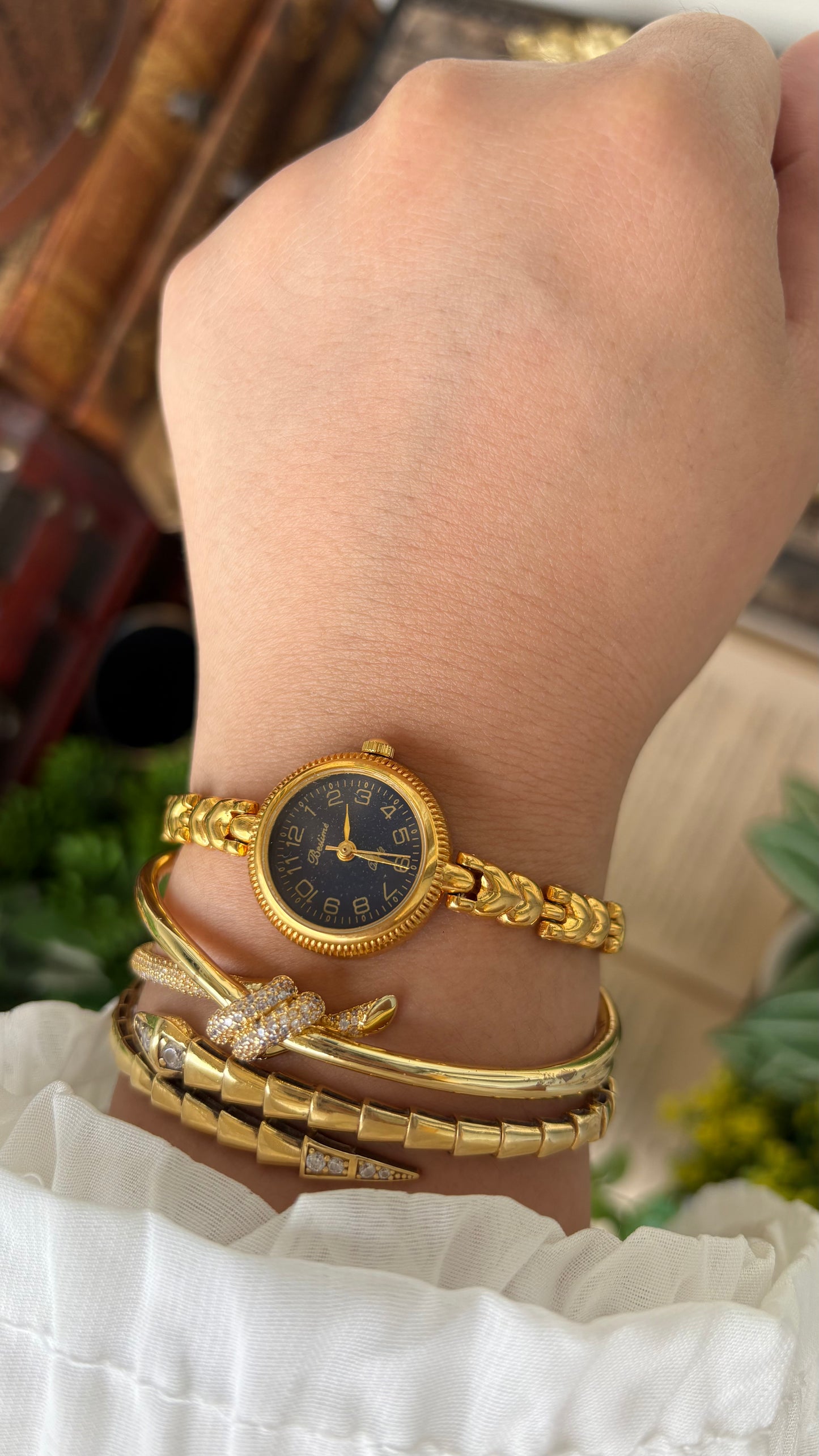 Vintage Bestime Watch in Gold Tone Midnight Blue Dial Quartz