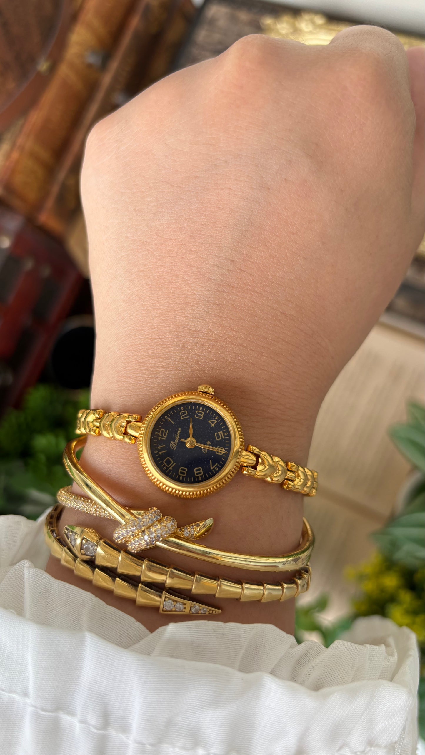 Vintage Bestime Watch in Gold Tone Midnight Blue Dial Quartz