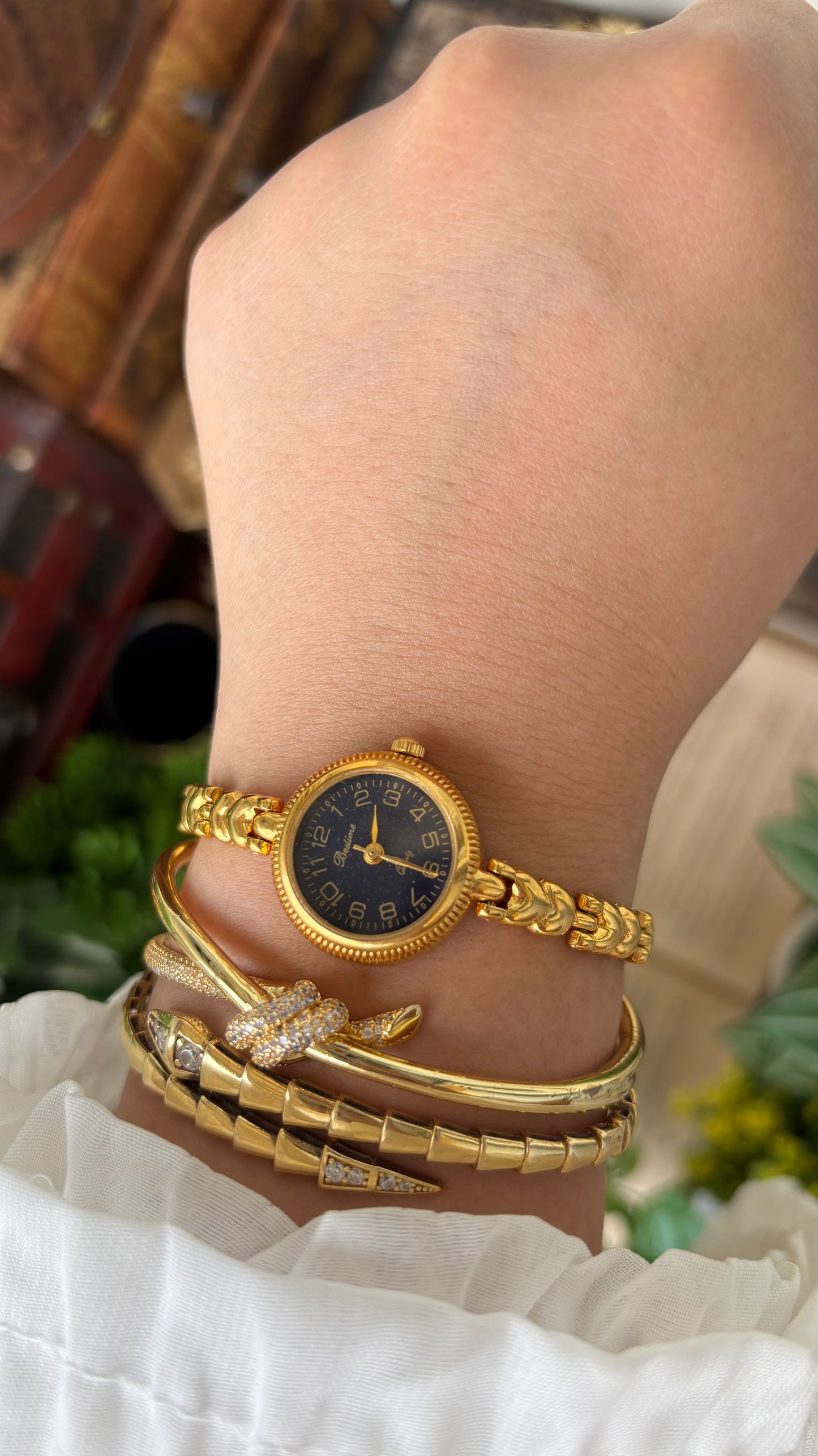 Vintage Bestime Watch in Gold Tone Midnight Blue Dial Quartz