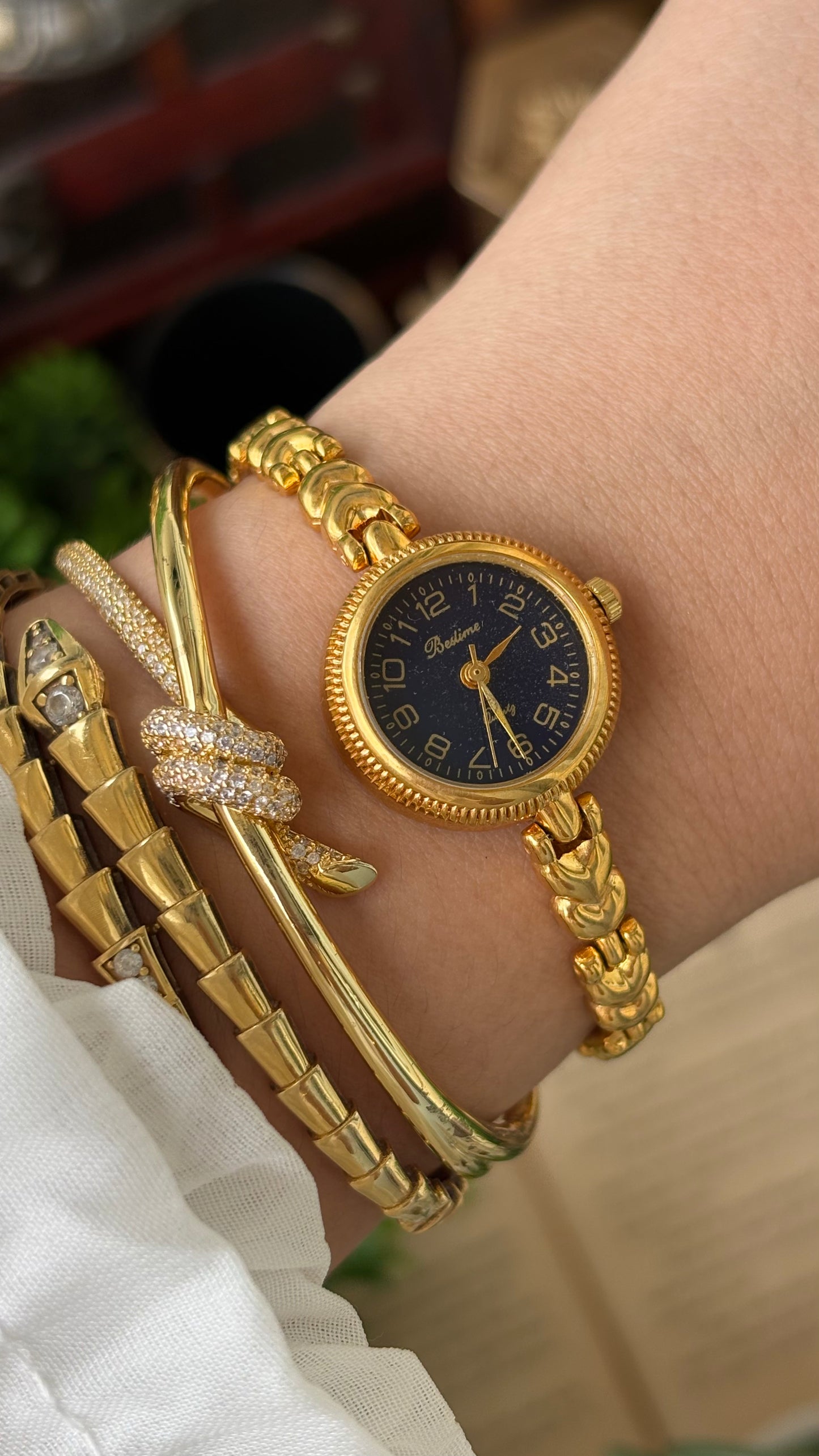 Vintage Bestime Watch in Gold Tone Midnight Blue Dial Quartz