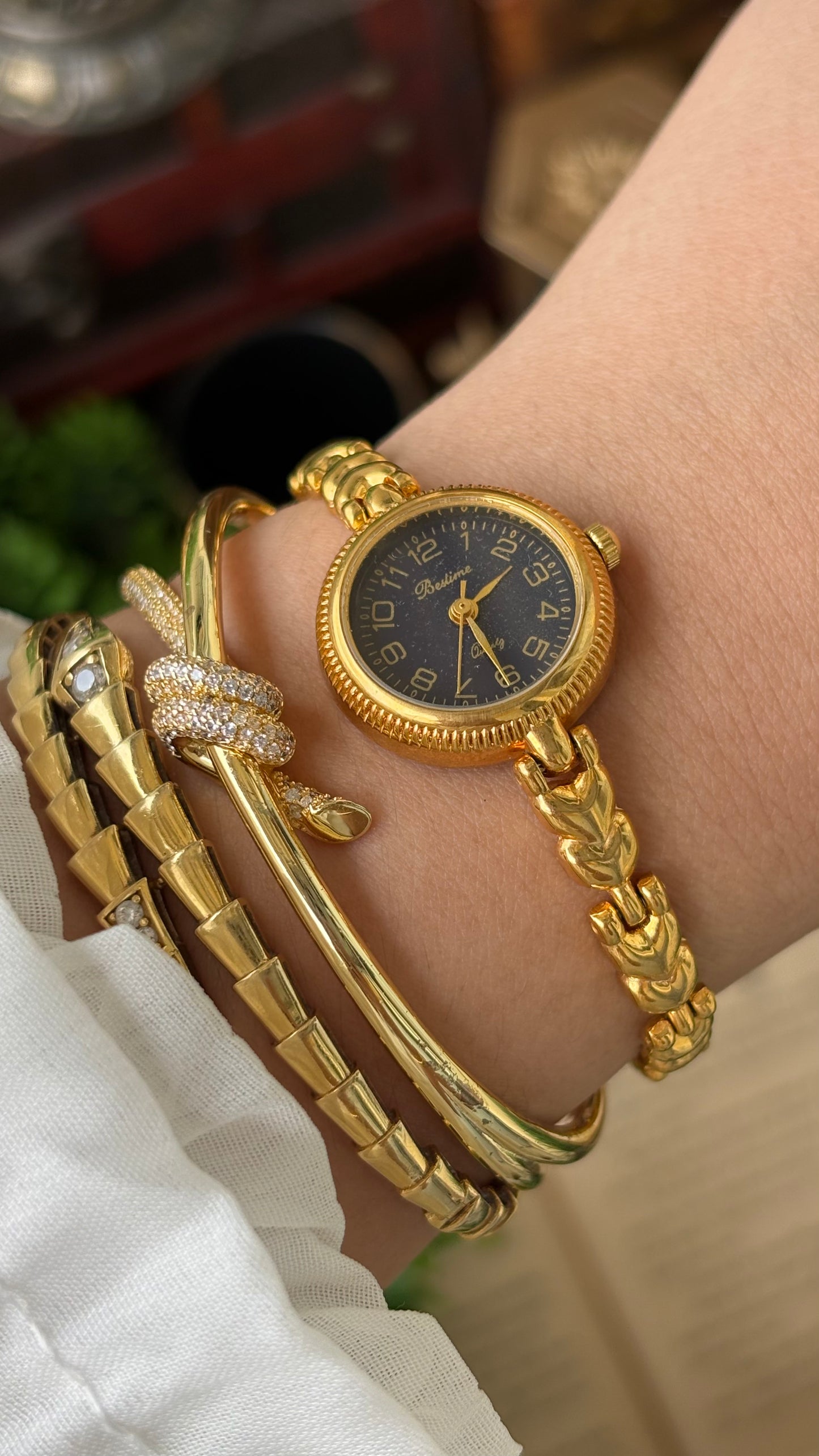 Vintage Bestime Watch in Gold Tone Midnight Blue Dial Quartz