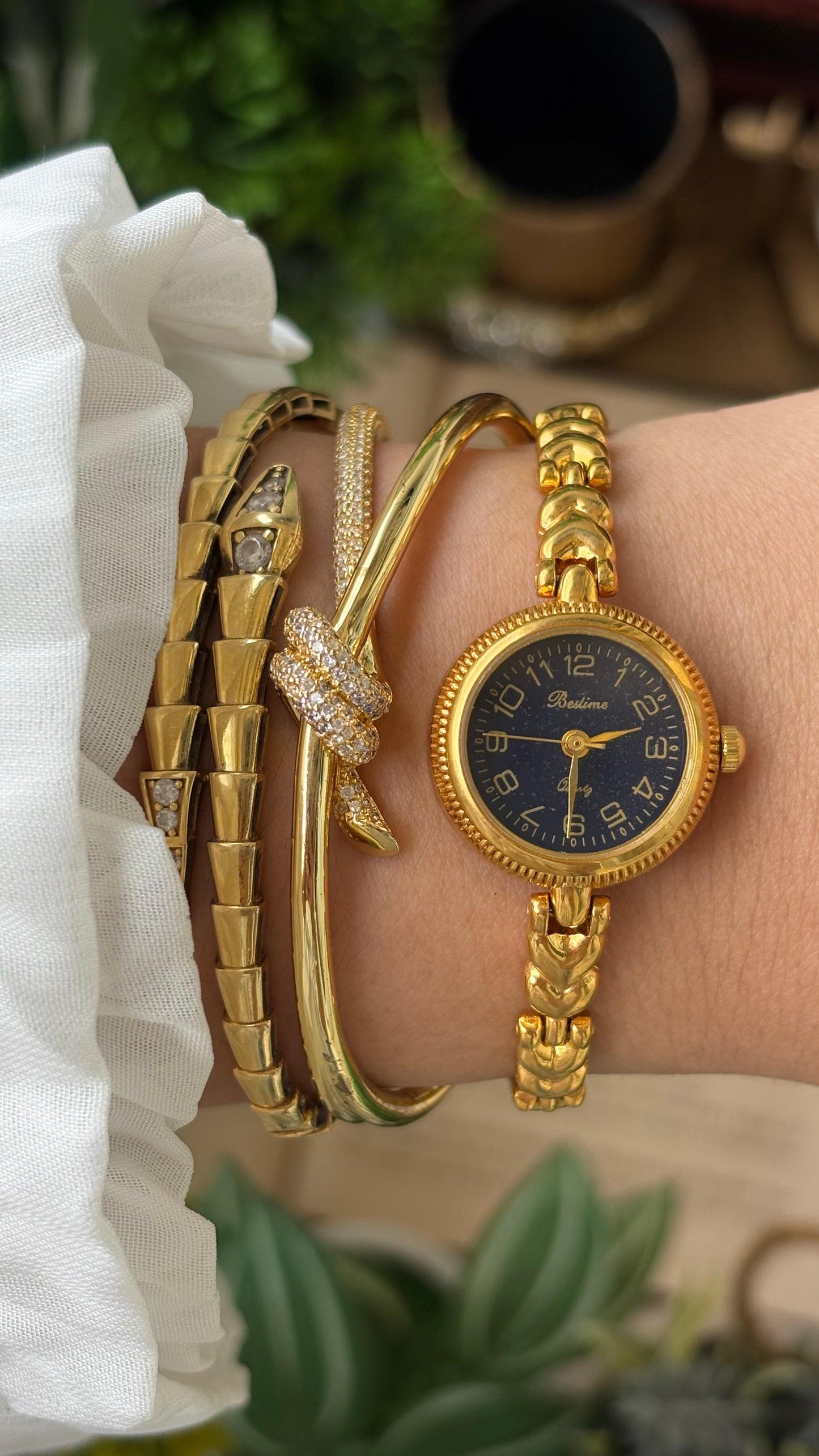 Vintage Bestime Watch in Gold Tone Midnight Blue Dial Quartz