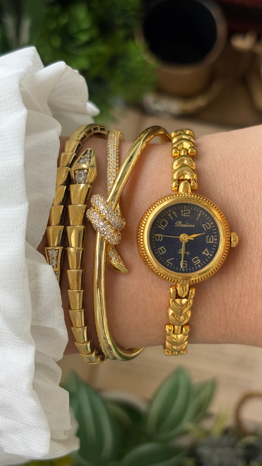Vintage Bestime Watch in Gold Tone Midnight Blue Dial Quartz