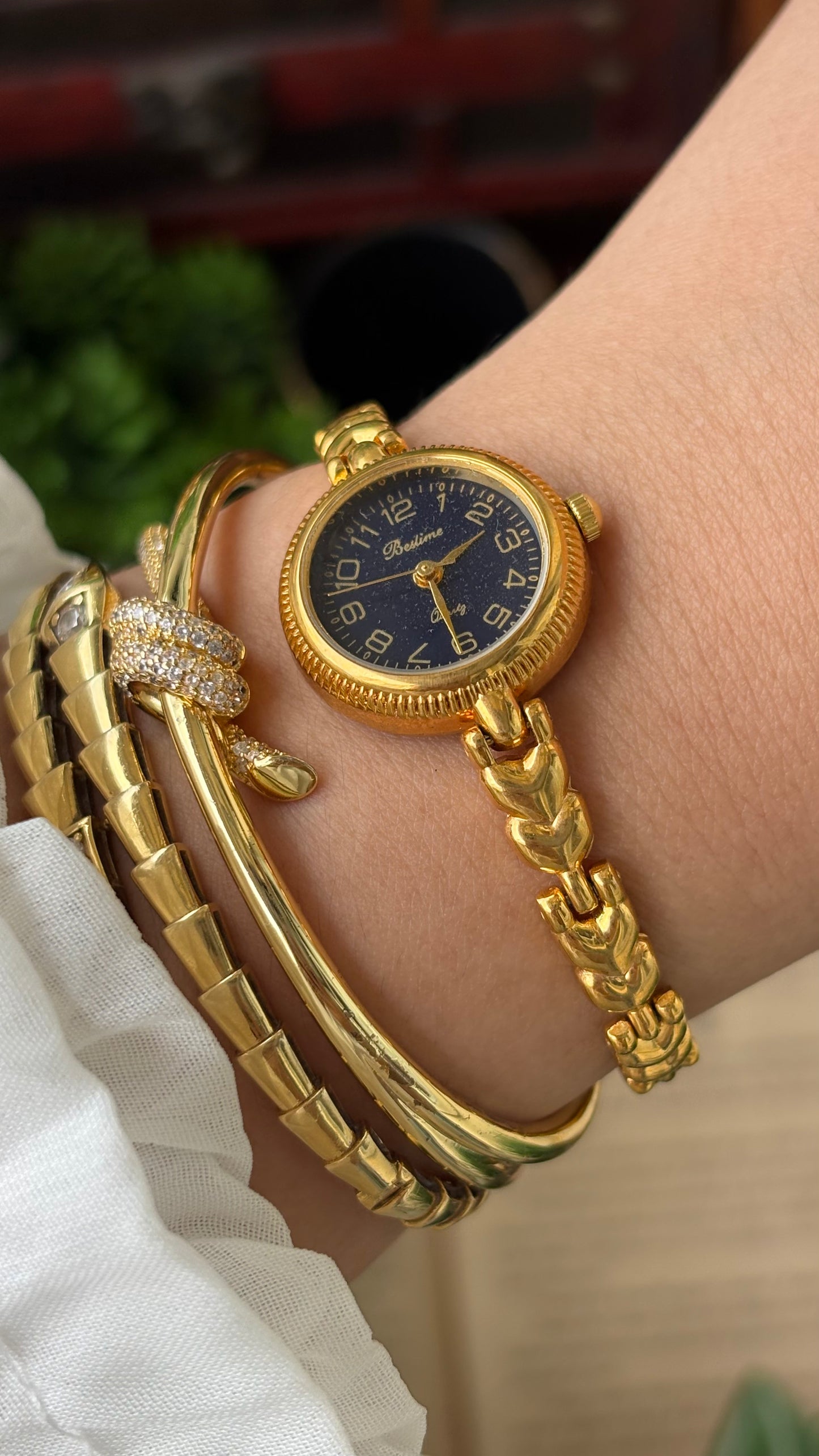 Vintage Bestime Watch in Gold Tone Midnight Blue Dial Quartz