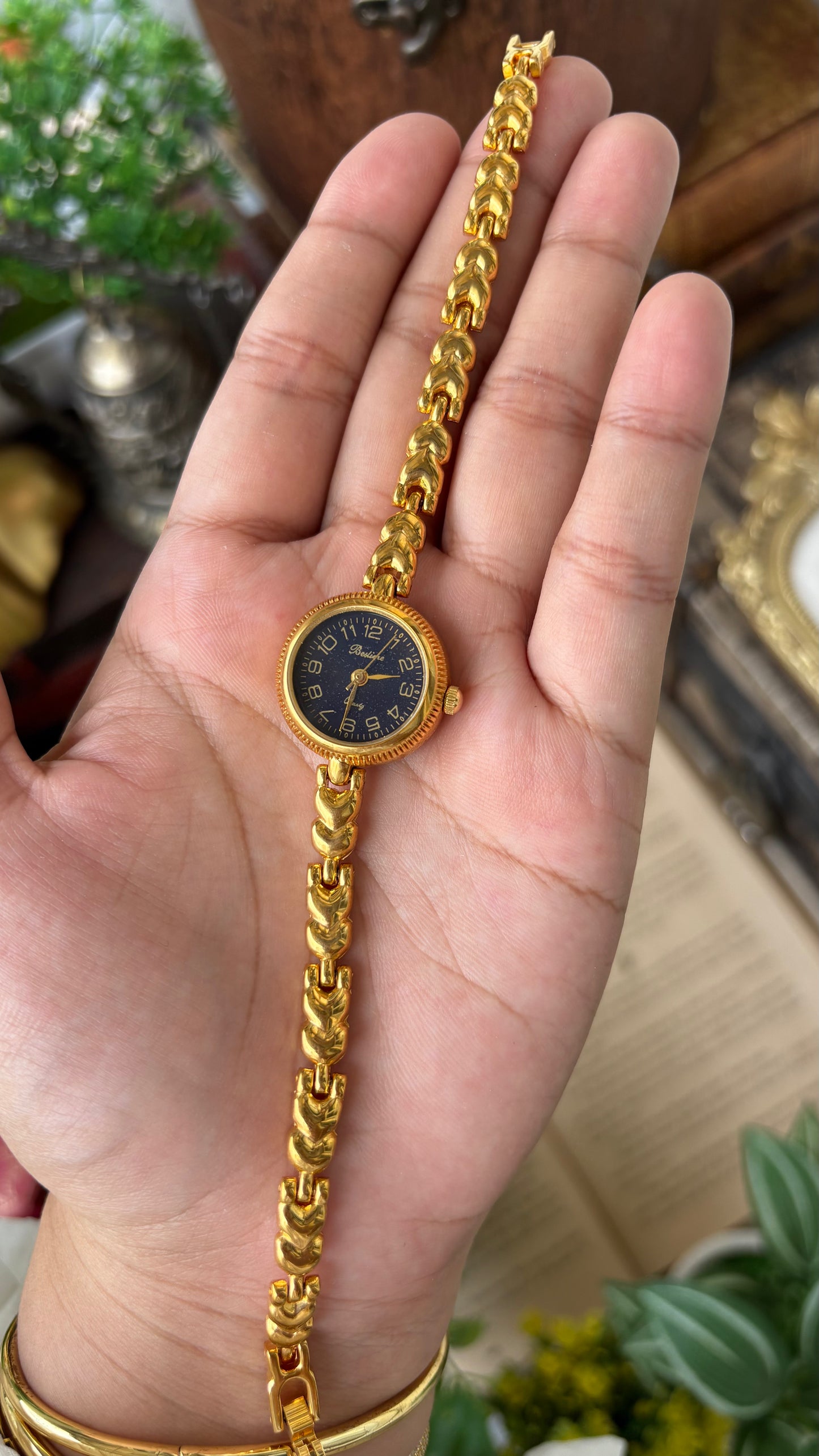 Vintage Bestime Watch in Gold Tone Midnight Blue Dial Quartz