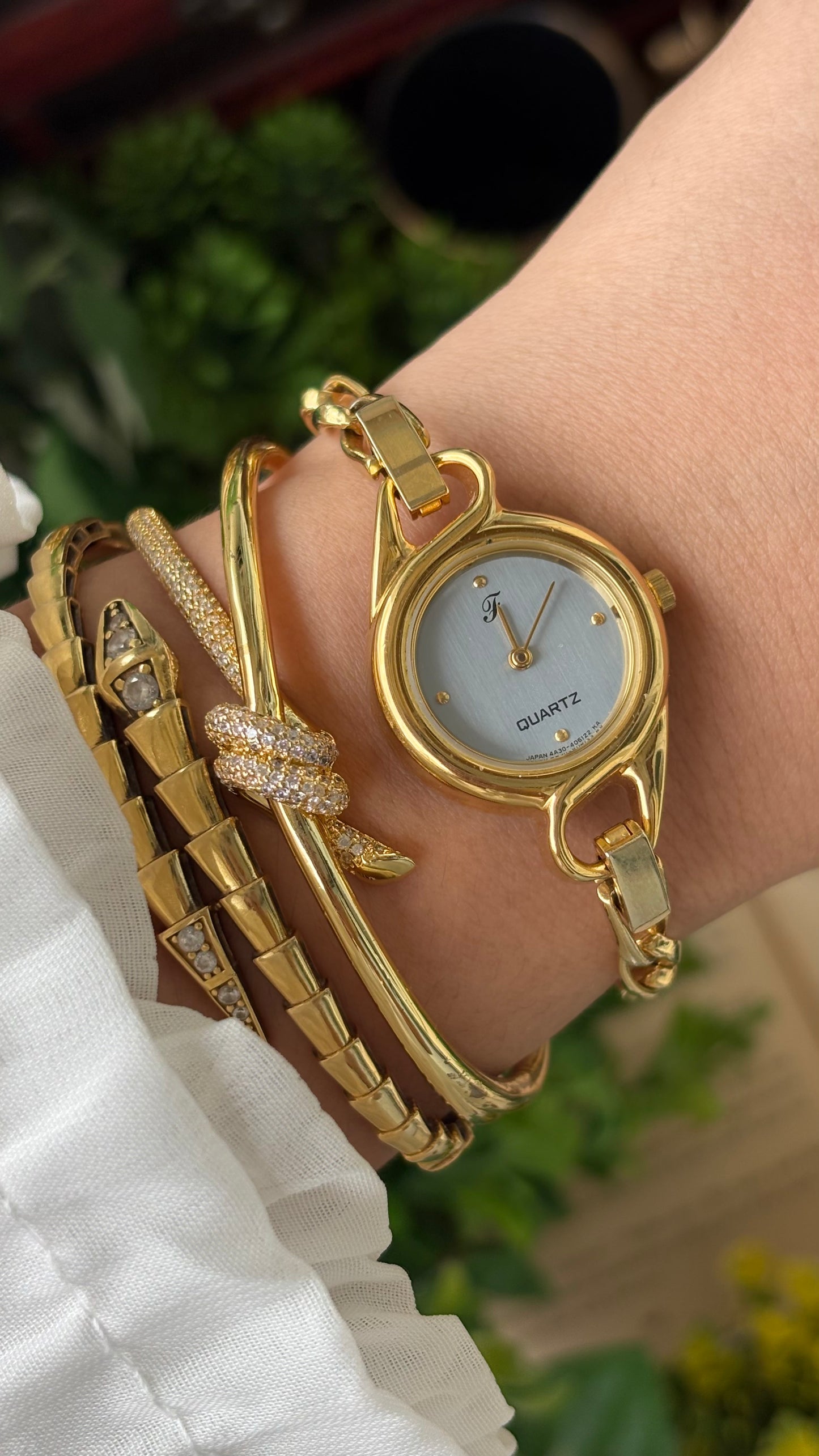 Rare Vintage Oppen Chain Watch in Gold Tone Unique Dial Quartz