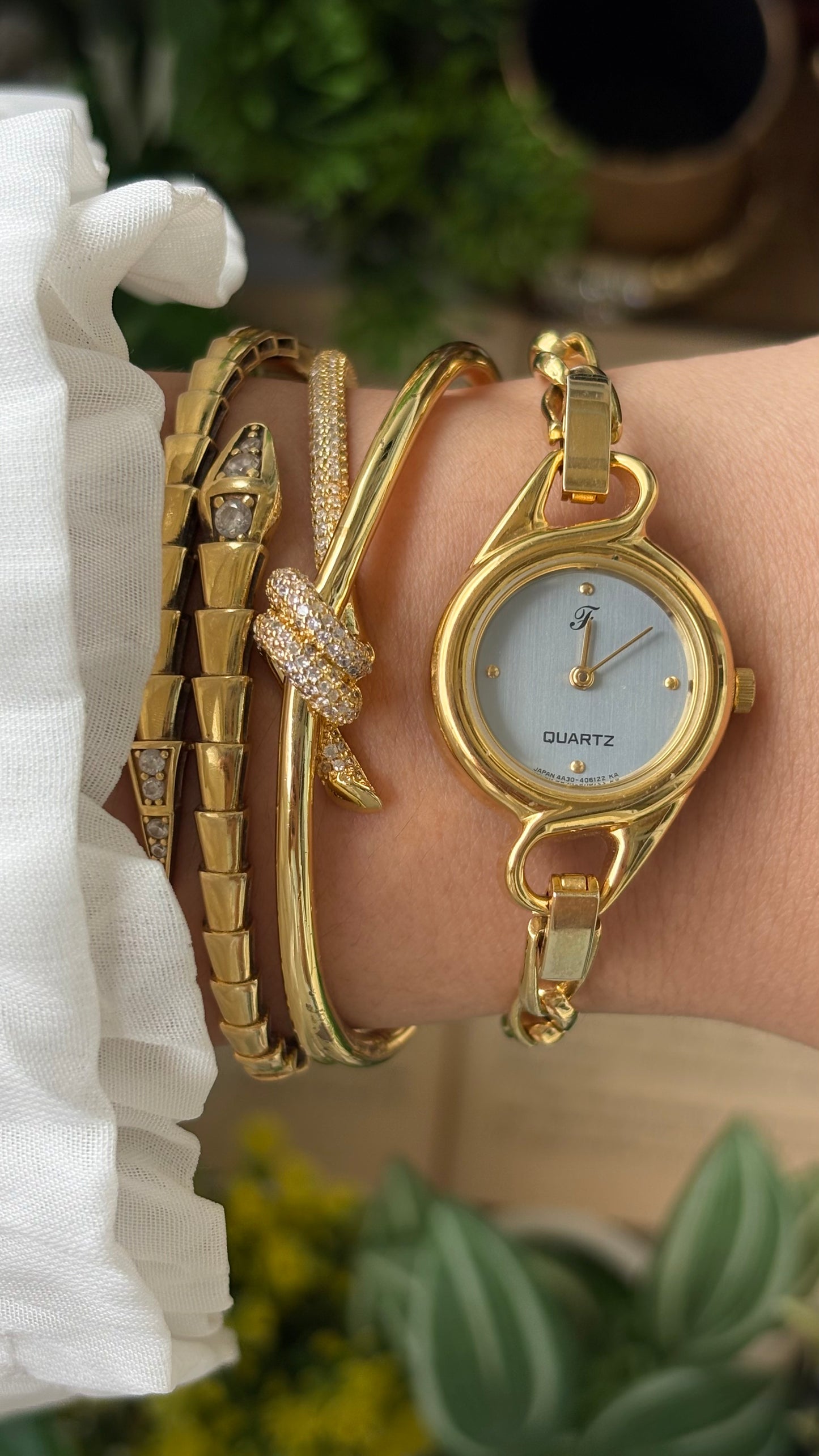 Rare Vintage Oppen Chain Watch in Gold Tone Unique Dial Quartz