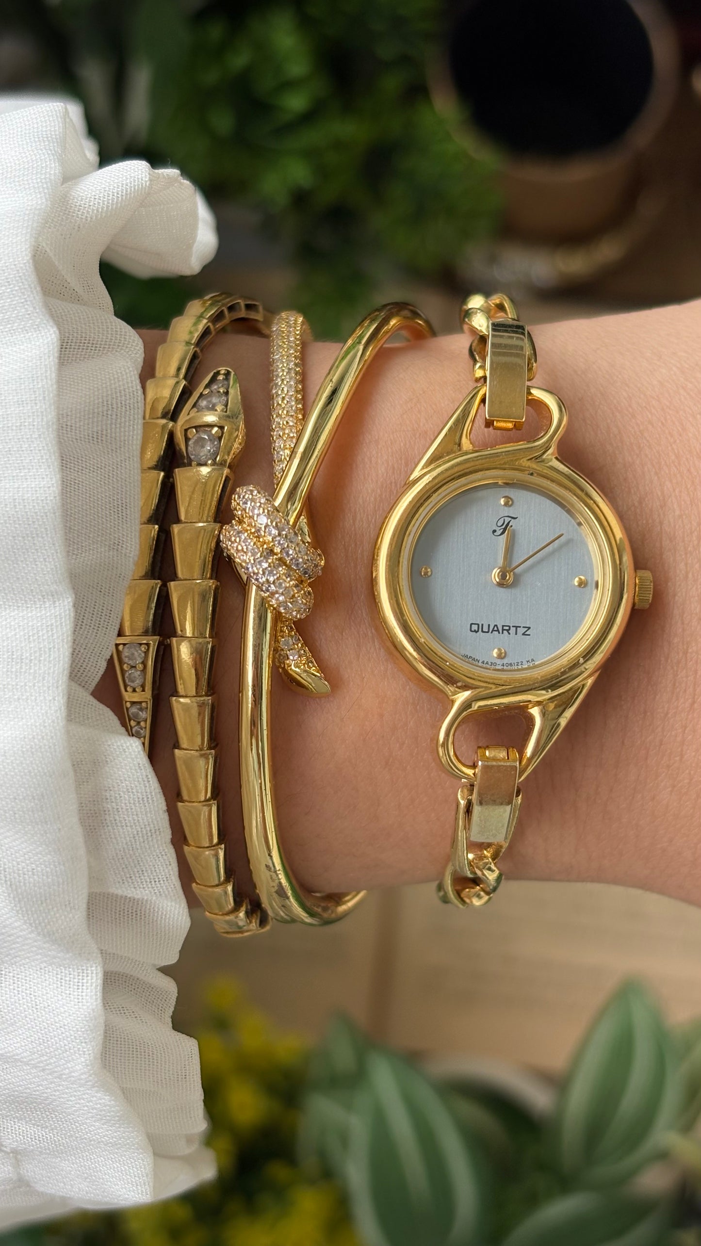 Rare Vintage Oppen Chain Watch in Gold Tone Unique Dial Quartz