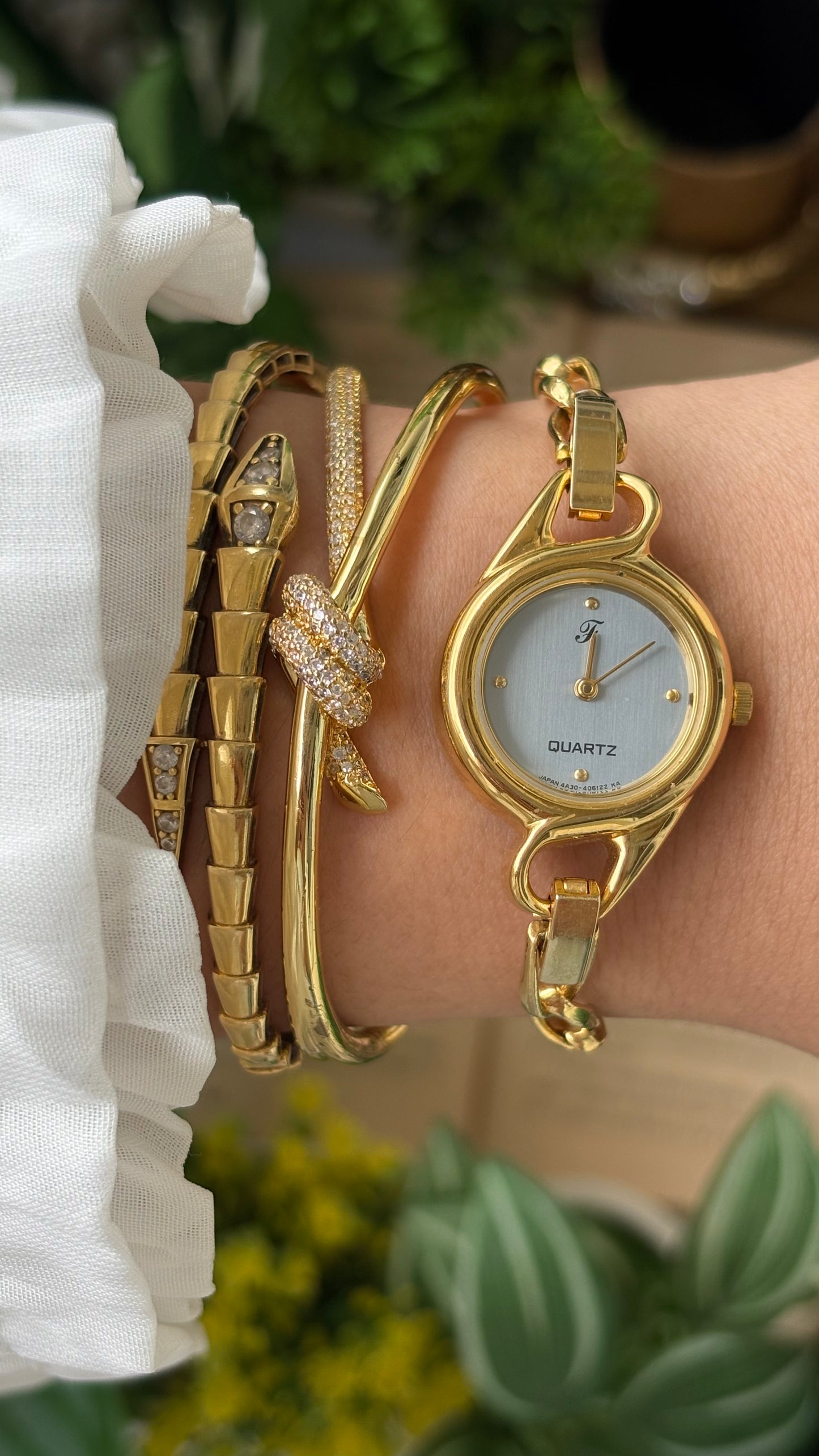 Rare Vintage Oppen Chain Watch in Gold Tone Unique Dial Quartz