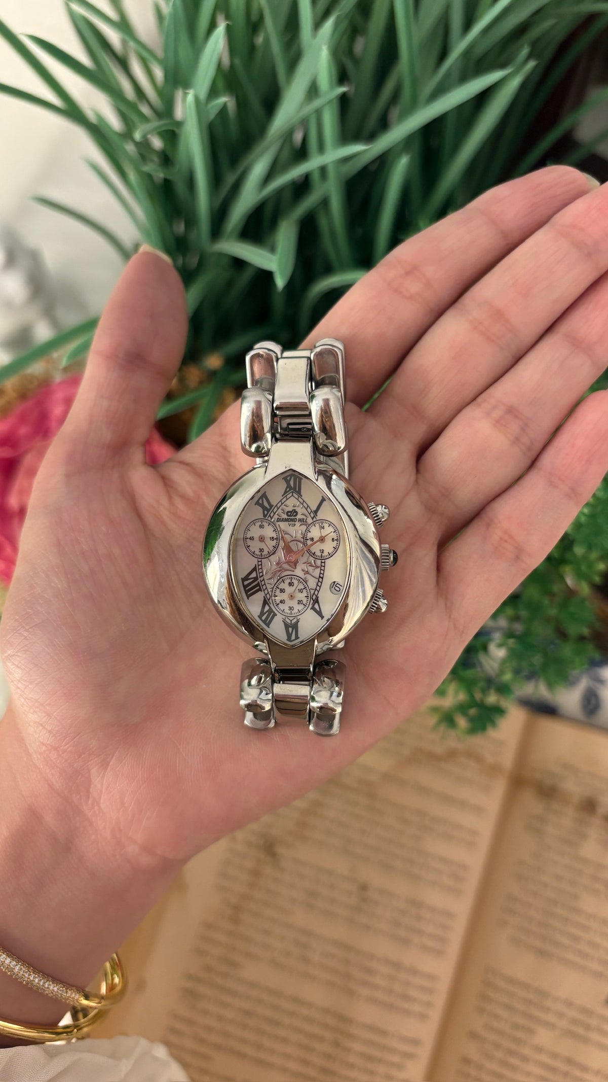 Rare Vintage Diamond Hill Japan Eye Dial Watch in Silver Tone Quartz
