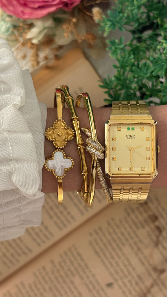 Rare Vintage Citizen Mens Tank Watch in Gold Tone Quartz