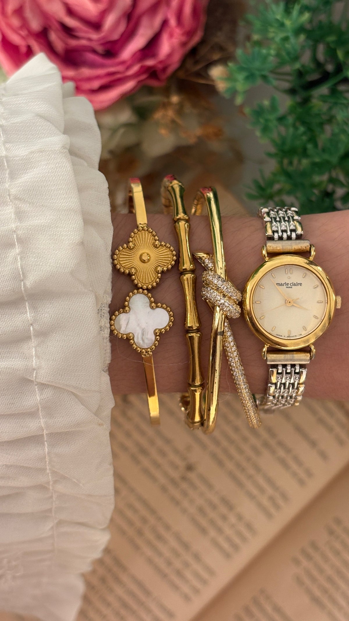 Vintage Marie Claire Classic Bracelet Watch in Two-Tone Quartz