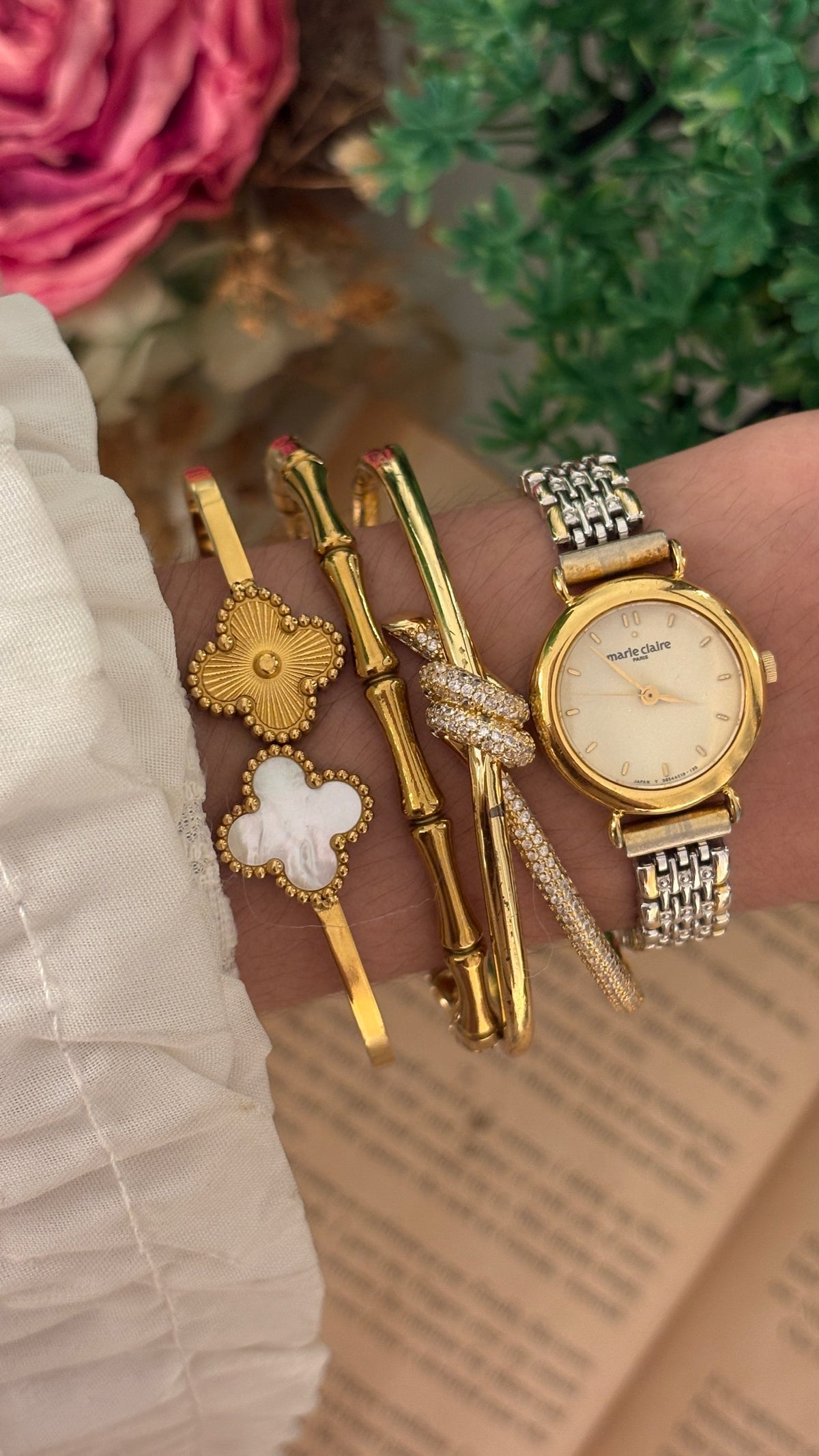 Vintage Marie Claire Classic Bracelet Watch in Two-Tone Quartz