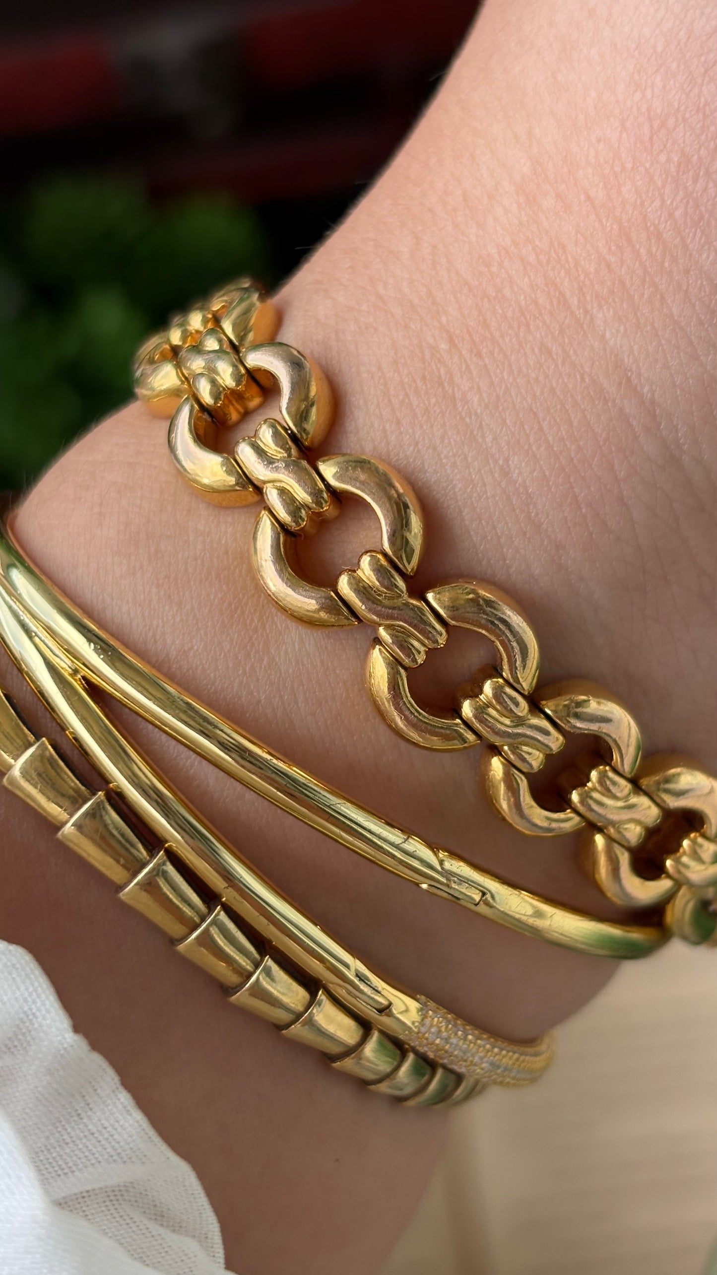 Extremely Rare Vintage Lancel Paris Swiss Chain Bracelet Watch in Gold Tone Rhinestone Black Dial Quartz