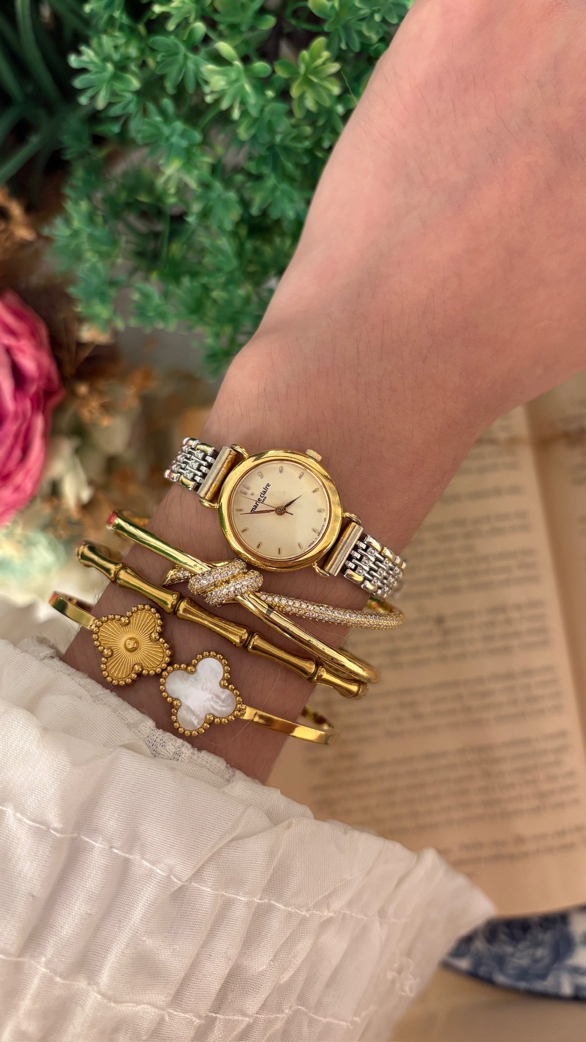 Vintage Marie Claire Classic Bracelet Watch in Two-Tone Quartz