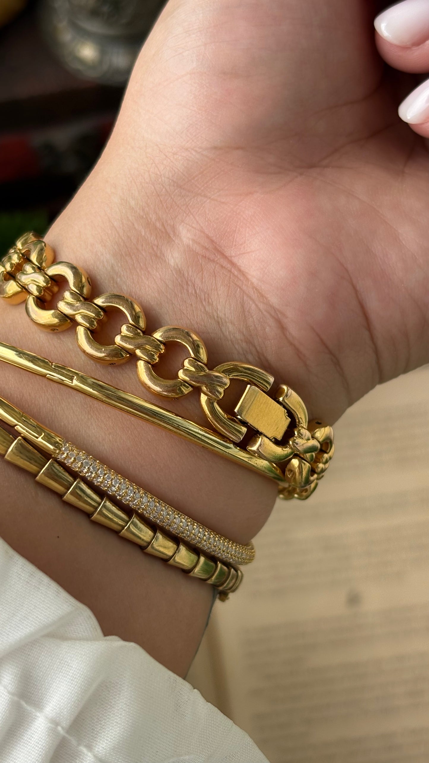 Extremely Rare Vintage Lancel Paris Swiss Chain Bracelet Watch in Gold Tone Rhinestone Black Dial Quartz