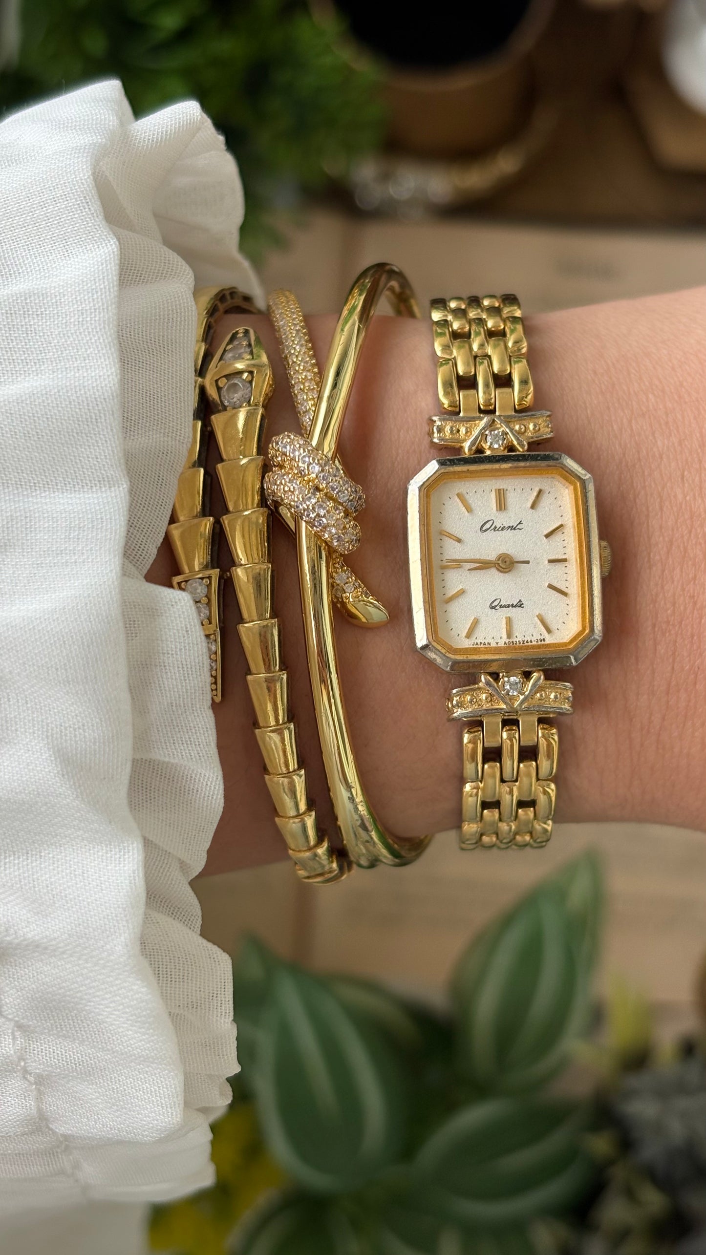 Vintage Orient by Seiko Mini Tank Watch in Gold Tone Quartz