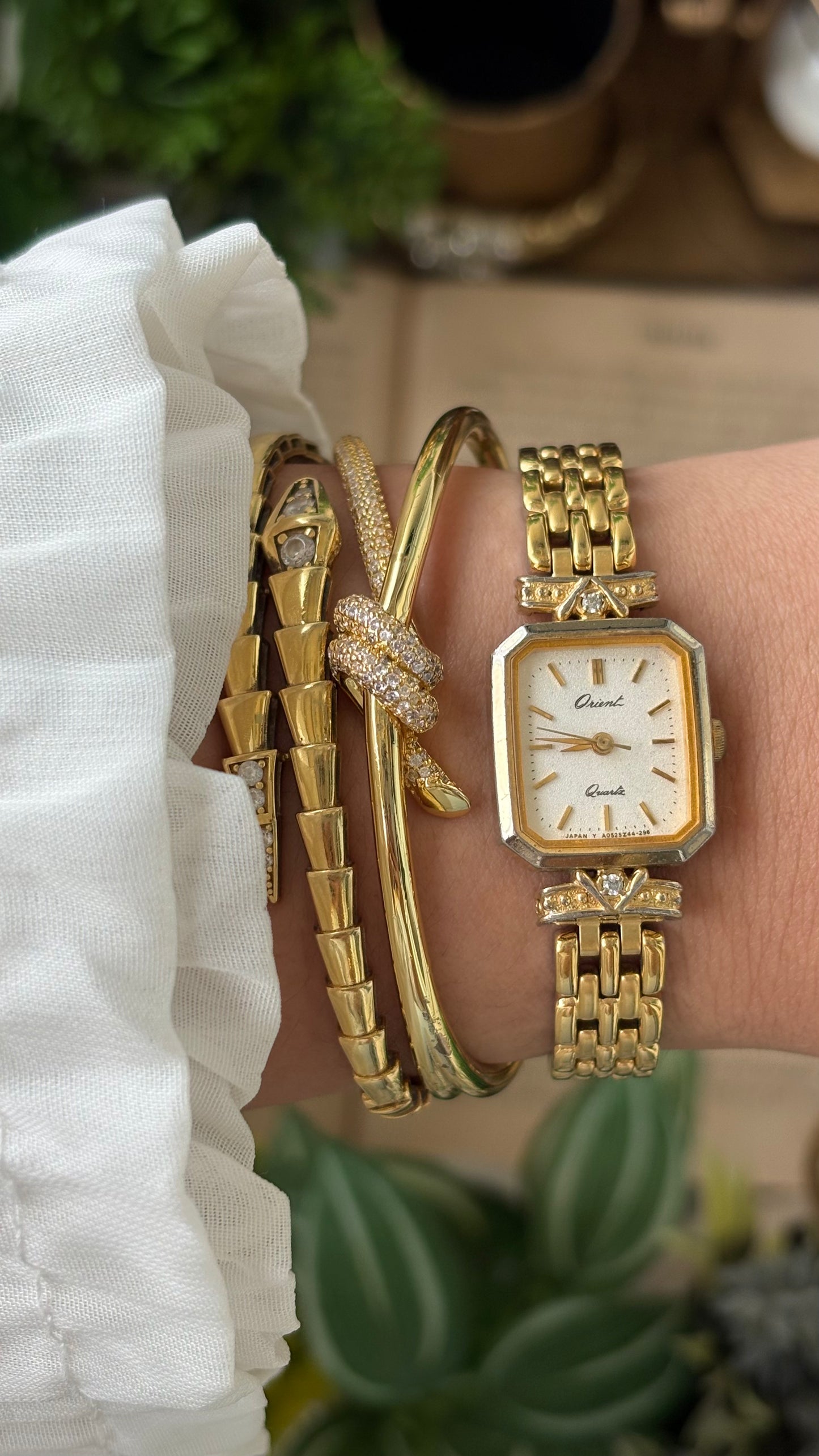 Vintage Orient by Seiko Mini Tank Watch in Gold Tone Quartz