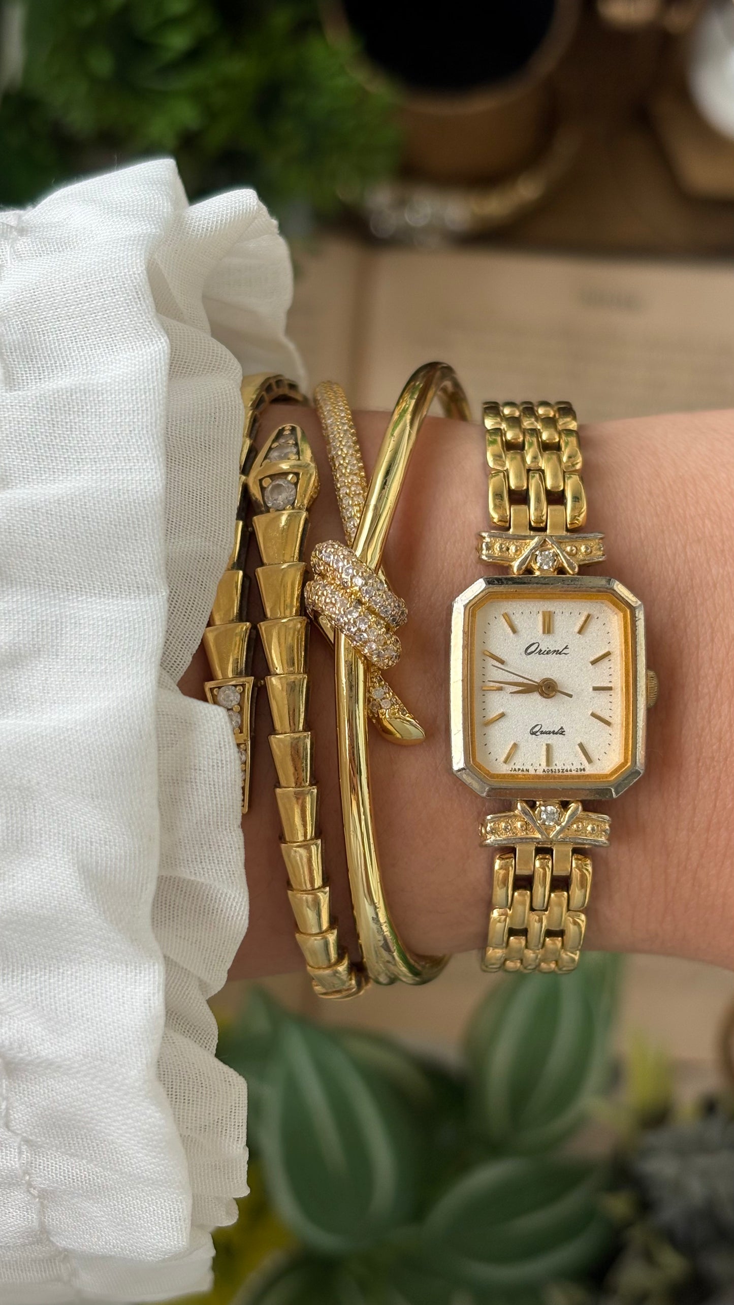 Vintage Orient by Seiko Mini Tank Watch in Gold Tone Quartz